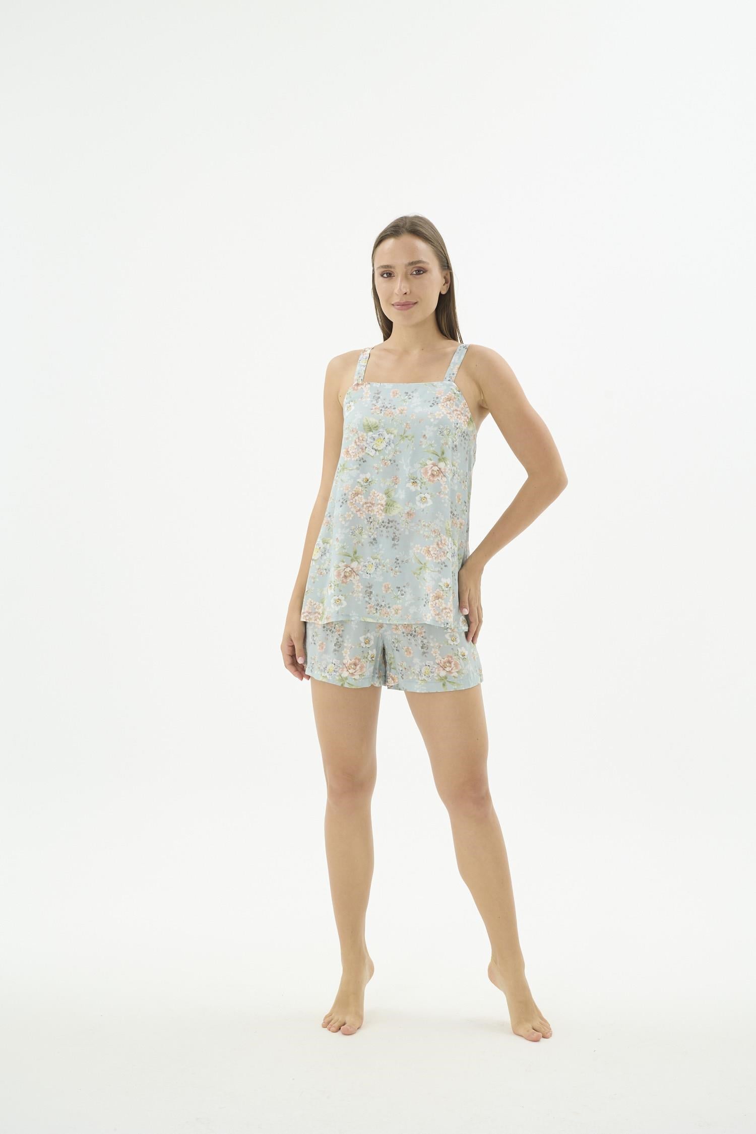 332669Kadın İnce Askılı Şortlu Çiçek Desenli Mavi Pijama Takımı C5T2N571Şortlu TakımSevimKadın İnce Askılı Şortlu Çiçek Desenli Mavi Pijama Takımı C5T2N571