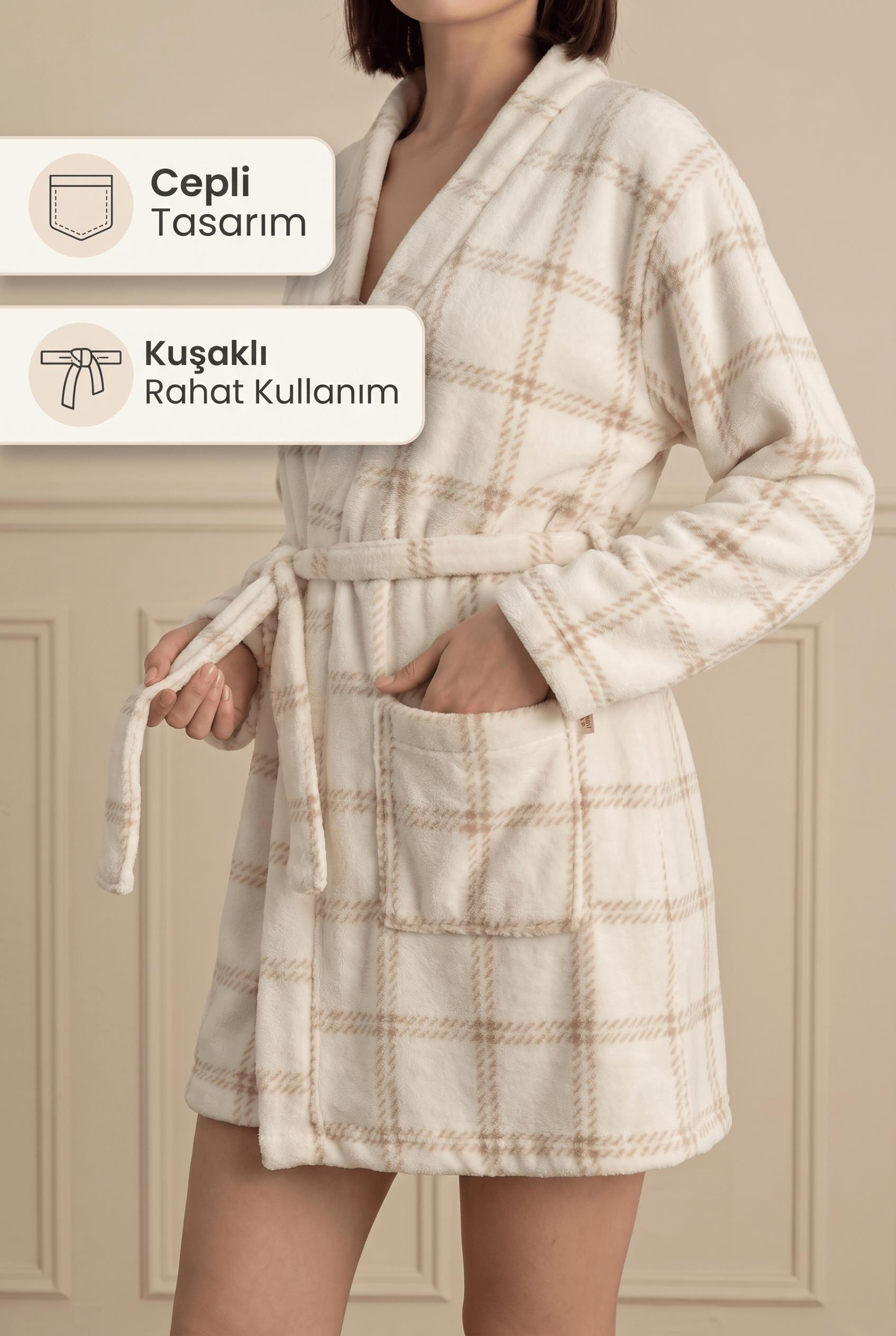 333809Kadın Uzun Kol Welsoft Ekru Kısa Sabahlık C6T8N281Tek SabahlıkSevimKadın Uzun Kol Welsoft Ekru Kısa Sabahlık C6T8N281
