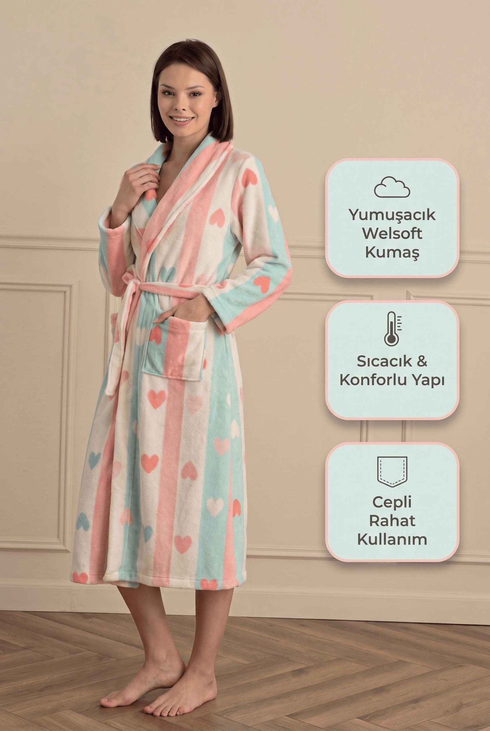 333805Kadın Uzun Kol Welsoft Mavi-Pembe Uzun Sabahlık C8T7N281Tek SabahlıkSevimKadın Uzun Kol Welsoft Mavi-Pembe Uzun Sabahlık C8T7N281