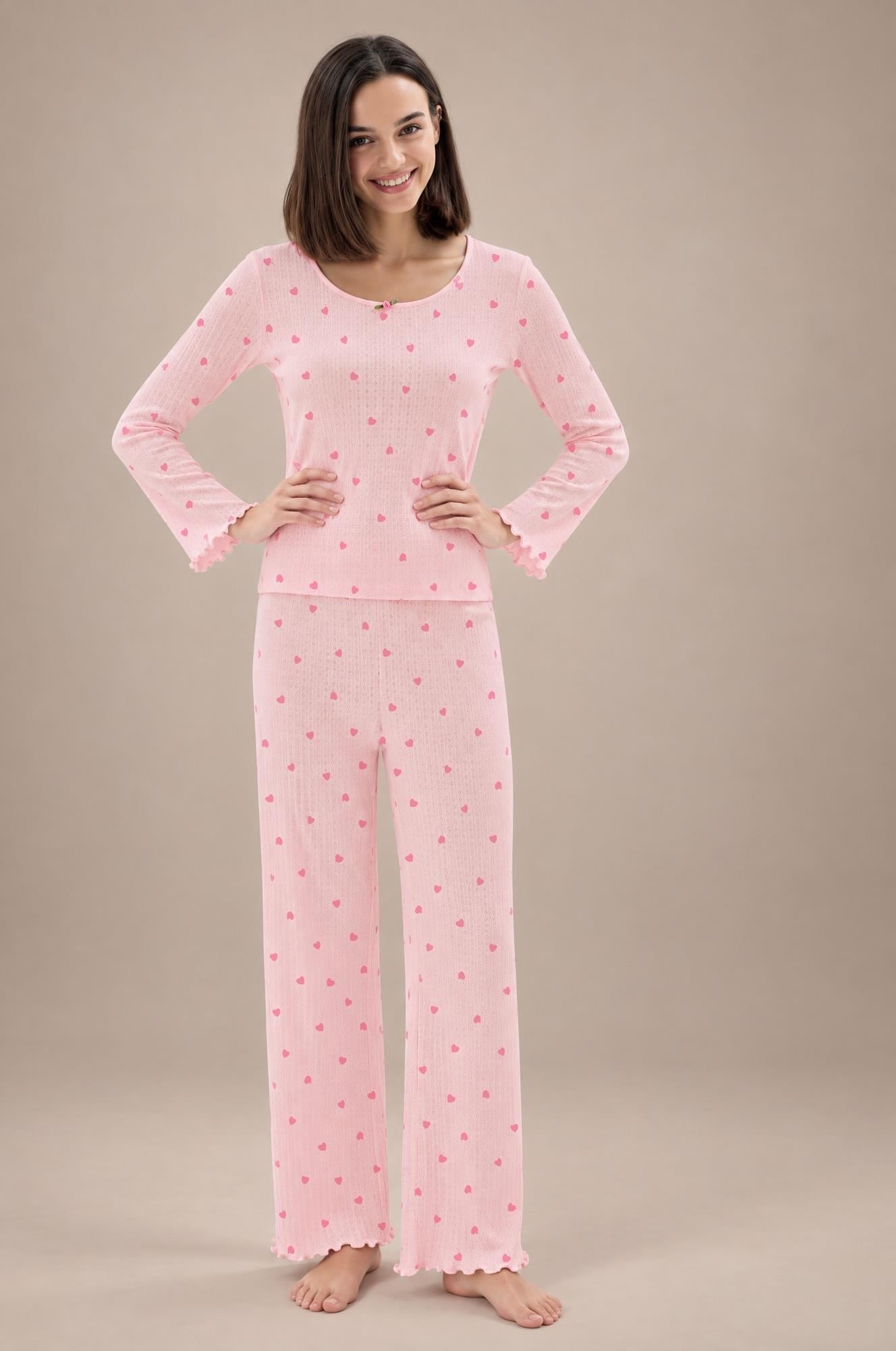 334296Kadın Uzun Kol Kalpli Pembe %100 Pamuk Pijama Takımı C8T3N771Kadın Uzun Kol Kalpli Pembe %100 Pamuk Pijama TakımıUzun Kol PijamaSevimKadın Uzun Kol Kalpli Pembe %100 Pamuk Pijama Takımı C8T3N771