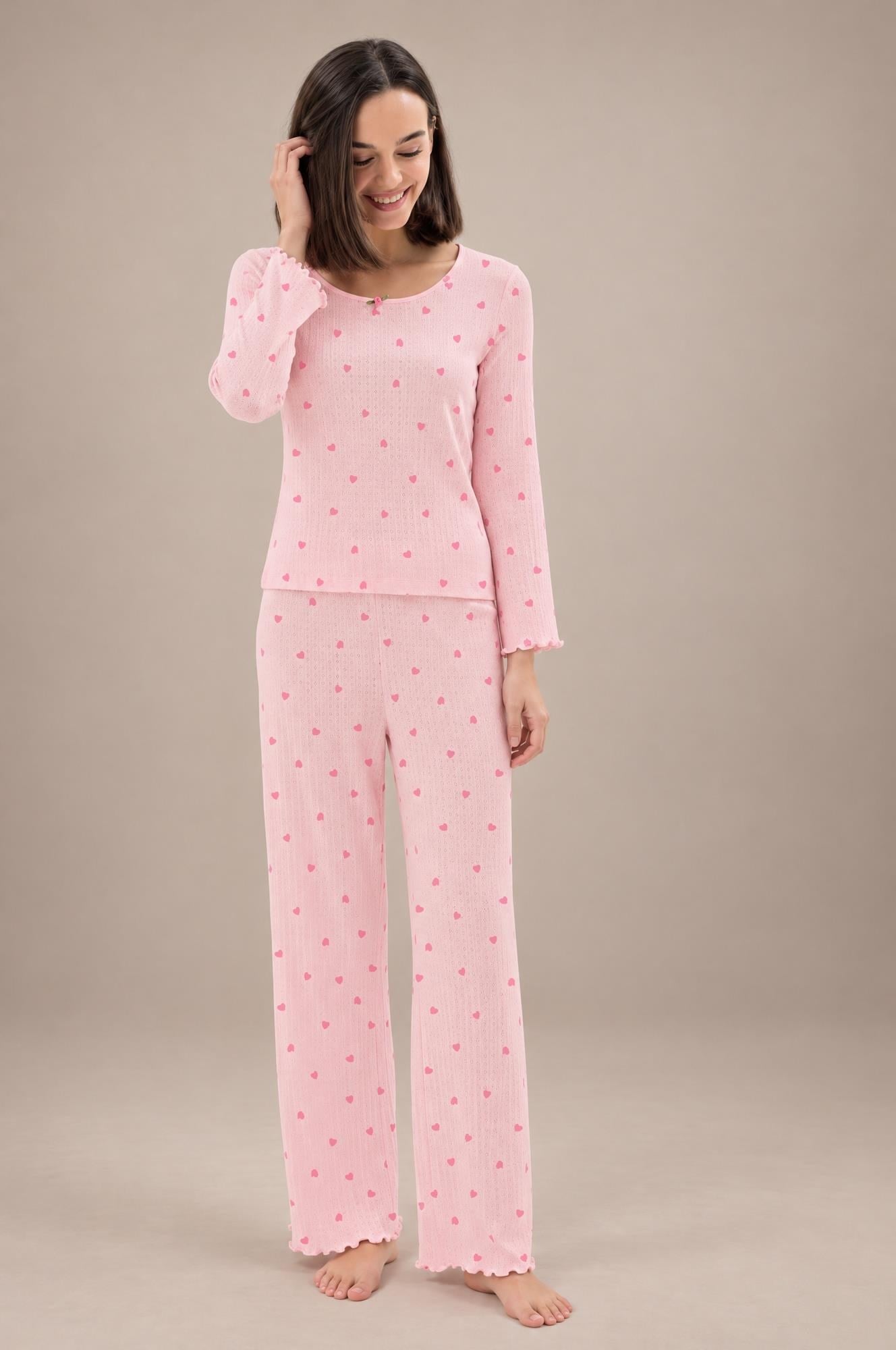 334296Kadın Uzun Kol Kalpli Pembe %100 Pamuk Pijama Takımı C8T3N771Kadın Uzun Kol Kalpli Pembe %100 Pamuk Pijama TakımıUzun Kol PijamaSevimKadın Uzun Kol Kalpli Pembe %100 Pamuk Pijama Takımı C8T3N771