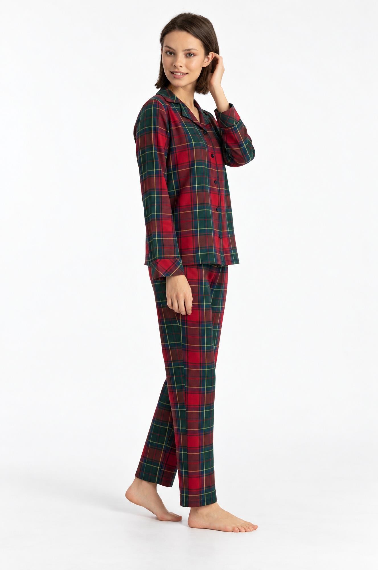 334294Kadın Uzun Kollu Önden Düğmeli Ekose Desenli Kırmızı Pijama Takımı C6T7N381Uzun Kol PijamaSevimKadın Uzun Kollu Önden Düğmeli Ekose Desenli Kırmızı Pijama Takımı C6T7N381