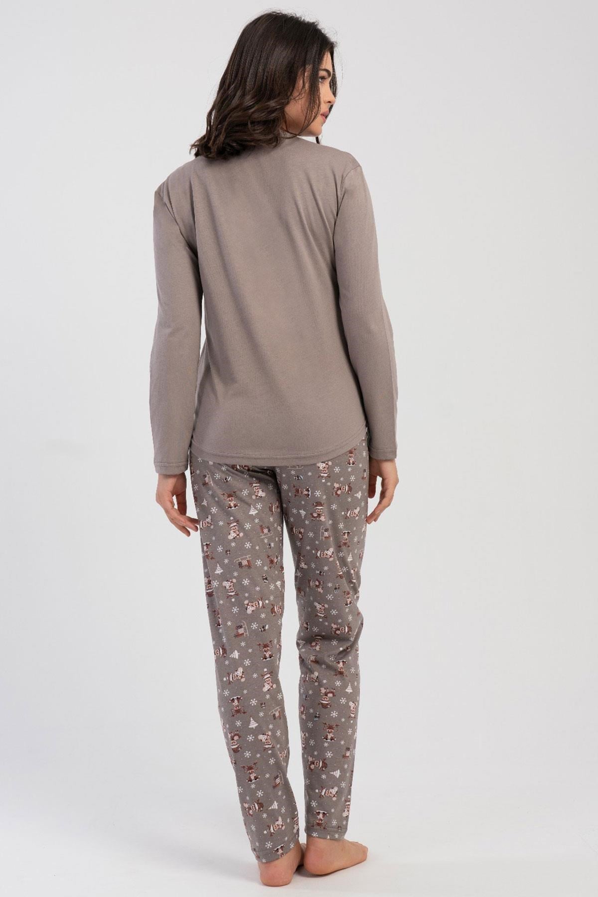 329515Kadın Büyük Beden Espresso Uzun Kollu Bisiklet Yaka Desenli Pijama Takımı C0T7N2305Büyük BedenVienettaKadın Büyük Beden Espresso Uzun Kollu Bisiklet Yaka Desenli Pijama Takımı C0T7N2305
