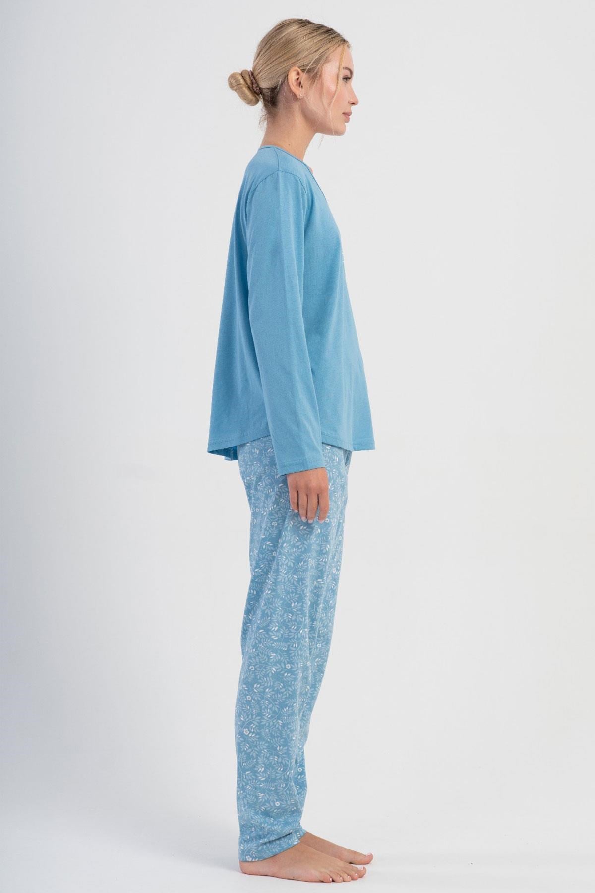 329505Kadın Büyük Beden Mavi Uzun Kollu V Yaka Pijama Takımı C8T6N1305Büyük BedenVienettaKadın Büyük Beden Mavi Uzun Kollu V Yaka Pijama Takımı C8T6N1305