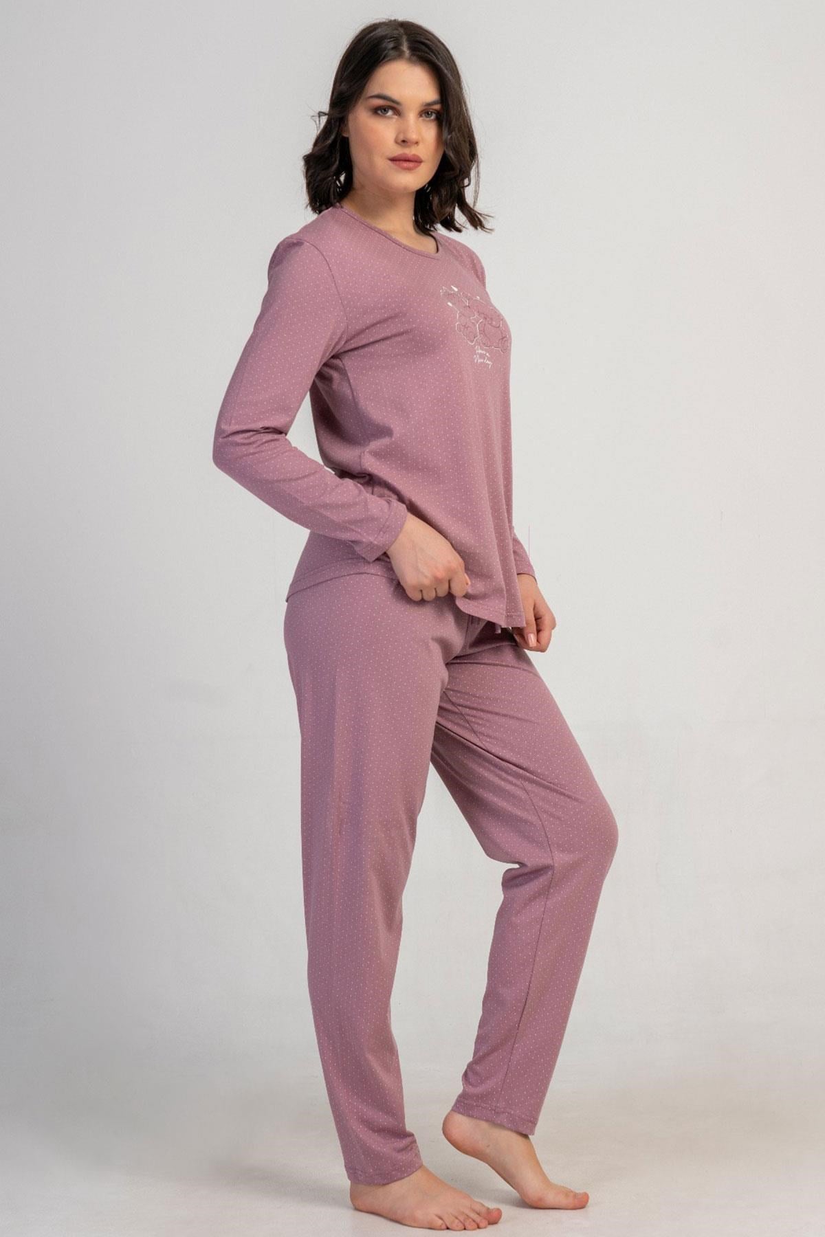 329527Kadın Büyük Beden Pembe Uzun Kollu Baskılı Pijama Takımı C9T0N0405Büyük BedenVienettaKadın Büyük Beden Pembe Uzun Kollu Baskılı Pijama Takımı C9T0N0405