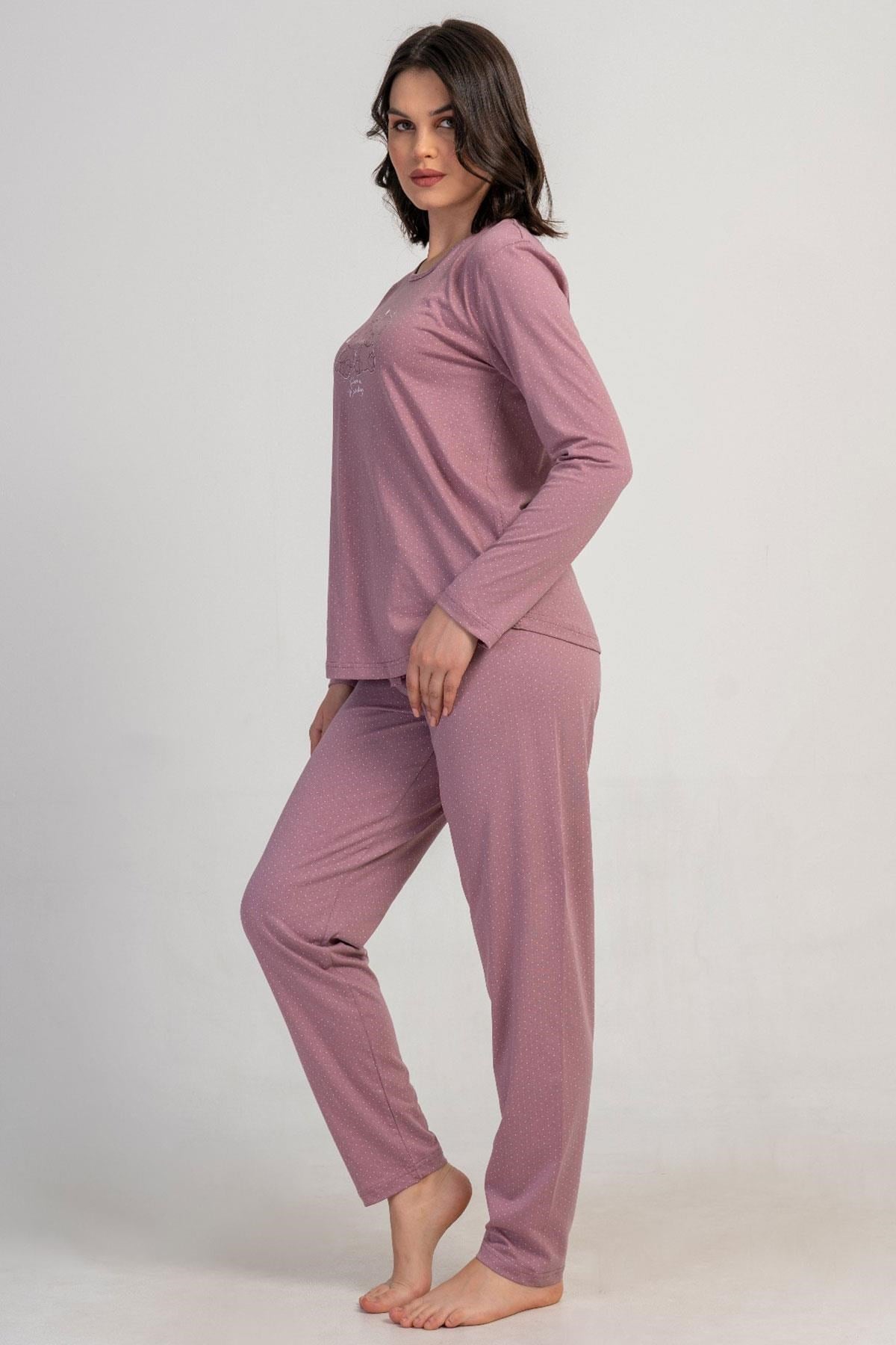 329527Kadın Büyük Beden Pembe Uzun Kollu Baskılı Pijama Takımı C9T0N0405Büyük BedenVienettaKadın Büyük Beden Pembe Uzun Kollu Baskılı Pijama Takımı C9T0N0405
