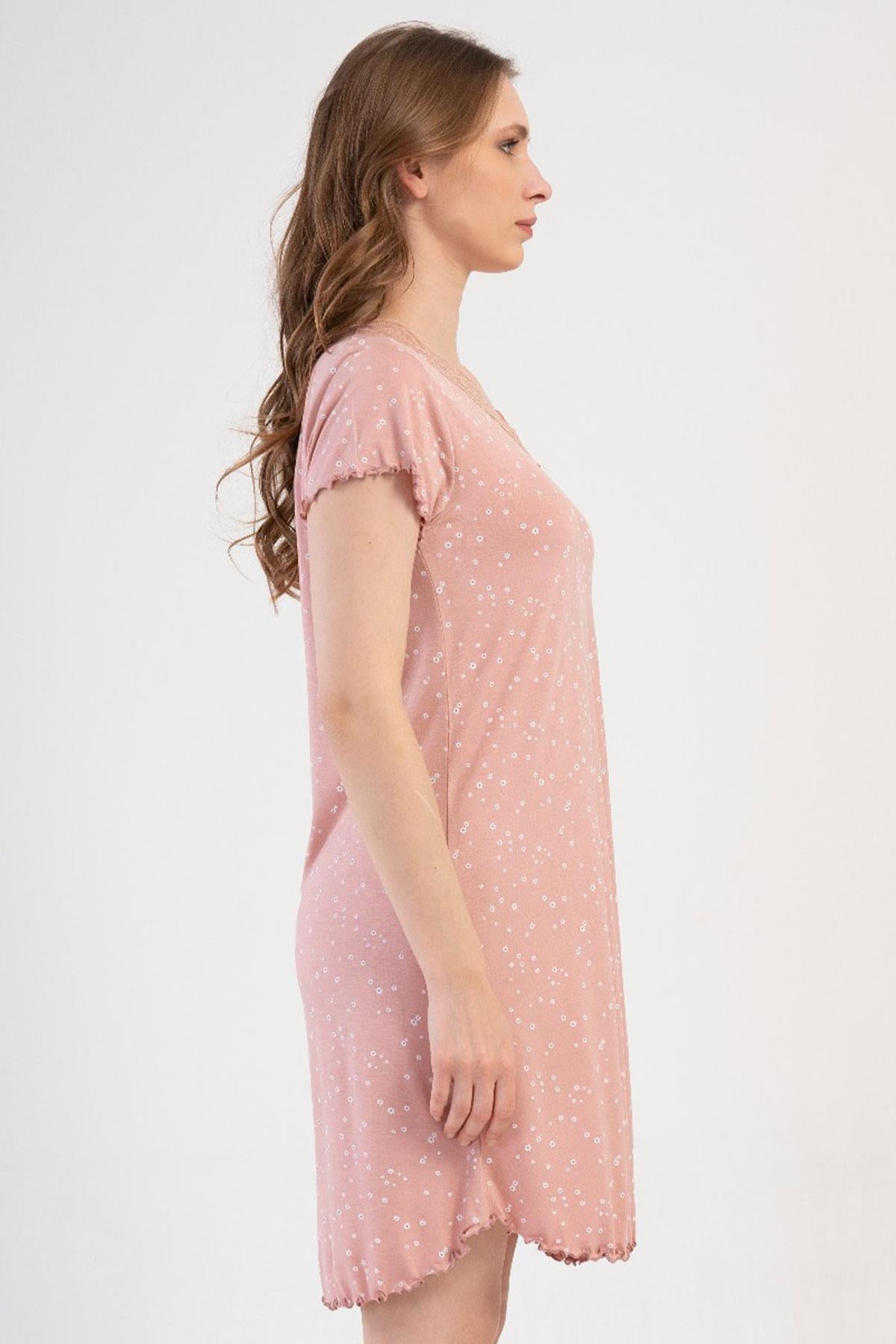 330694Kadın Büyük Beden Kısa Kol Dantel Yaka Açık Pembe Tunik C6T8N2904Kısa GecelikVienettaKadın Büyük Beden Kısa Kol Dantel Yaka Açık Pembe Tunik C6T8N2904