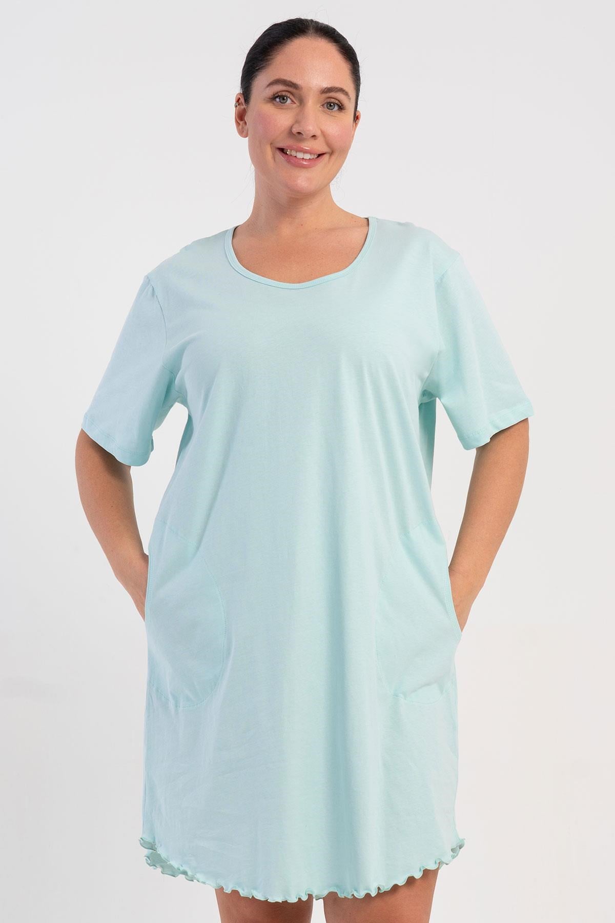 333053Kadın Büyük Beden Kısa Kollu Cepli Mint Gecelik Tunik C4T4N0015Kısa GecelikVienettaKadın Büyük Beden Kısa Kollu Cepli Mint Gecelik Tunik C4T4N0015