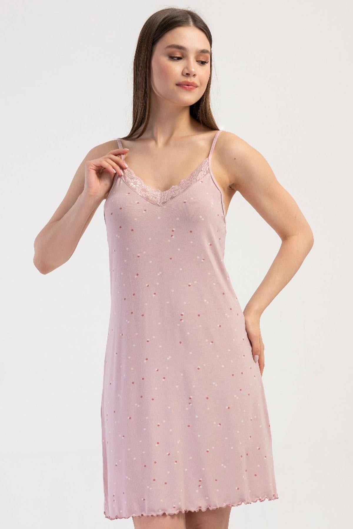 330699Kadın Dantelli İnce Askılı V Yaka Gül Kurusu Gecelik Tunik C5T1N3904Kısa GecelikVienettaKadın Dantelli İnce Askılı V Yaka Gül Kurusu Gecelik Tunik C5T1N3904