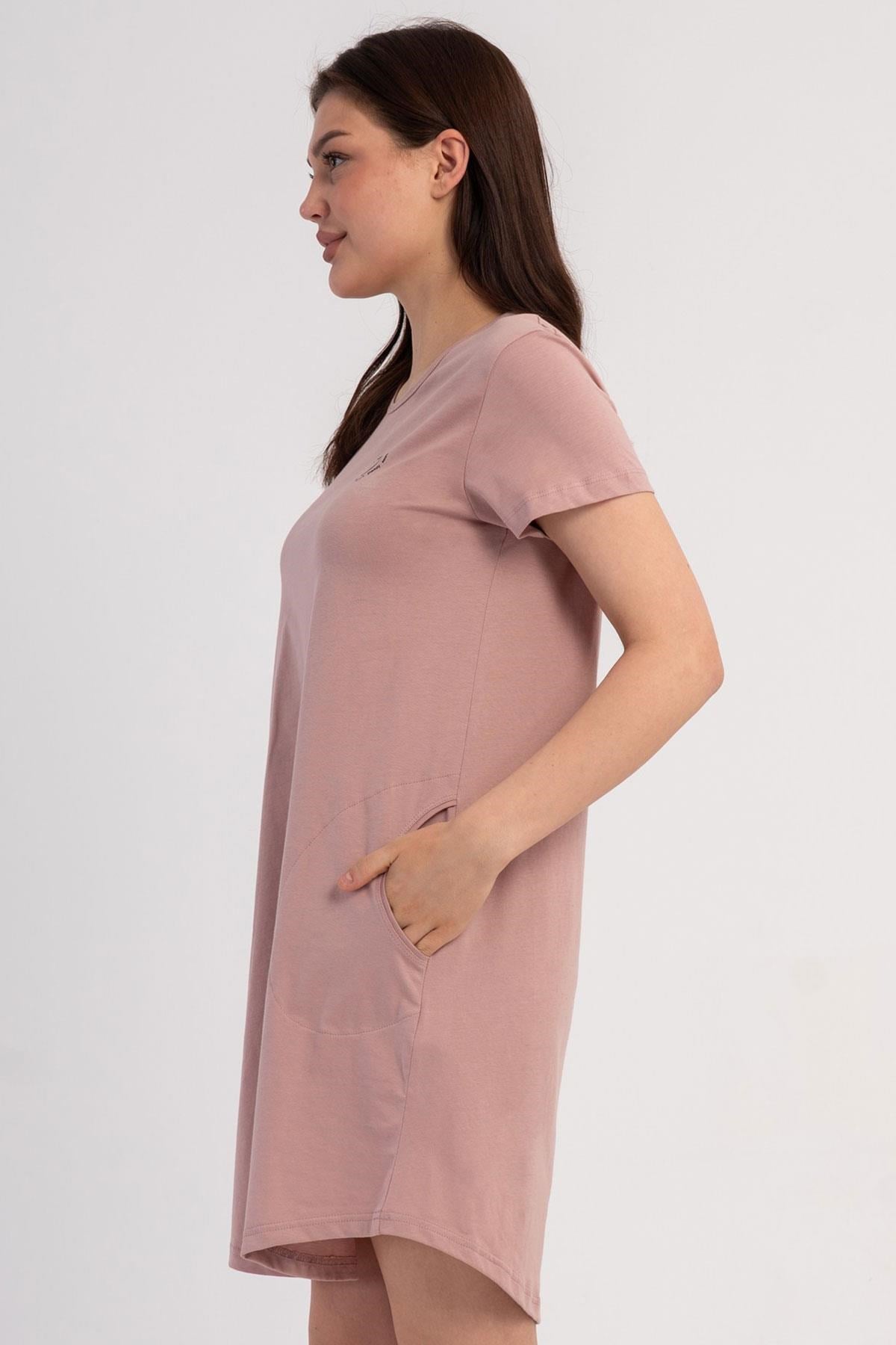 333063Kadın Kısa Kollu Cepli Pembe Gecelik Tunik C9T1N0106Kısa GecelikVienettaKadın Kısa Kollu Cepli Pembe Gecelik Tunik C9T1N0106