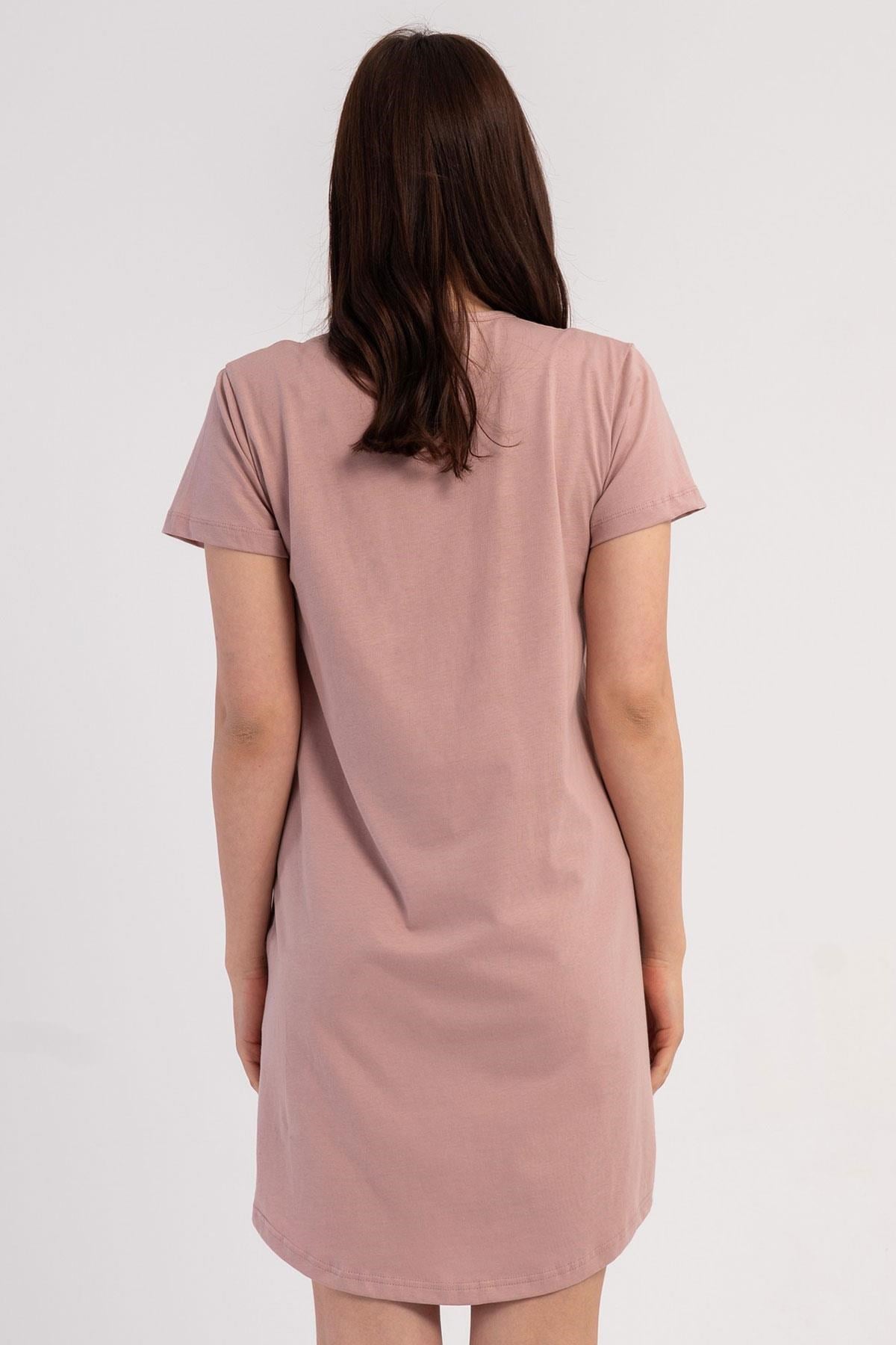 333063Kadın Kısa Kollu Cepli Pembe Gecelik Tunik C9T1N0106Kısa GecelikVienettaKadın Kısa Kollu Cepli Pembe Gecelik Tunik C9T1N0106