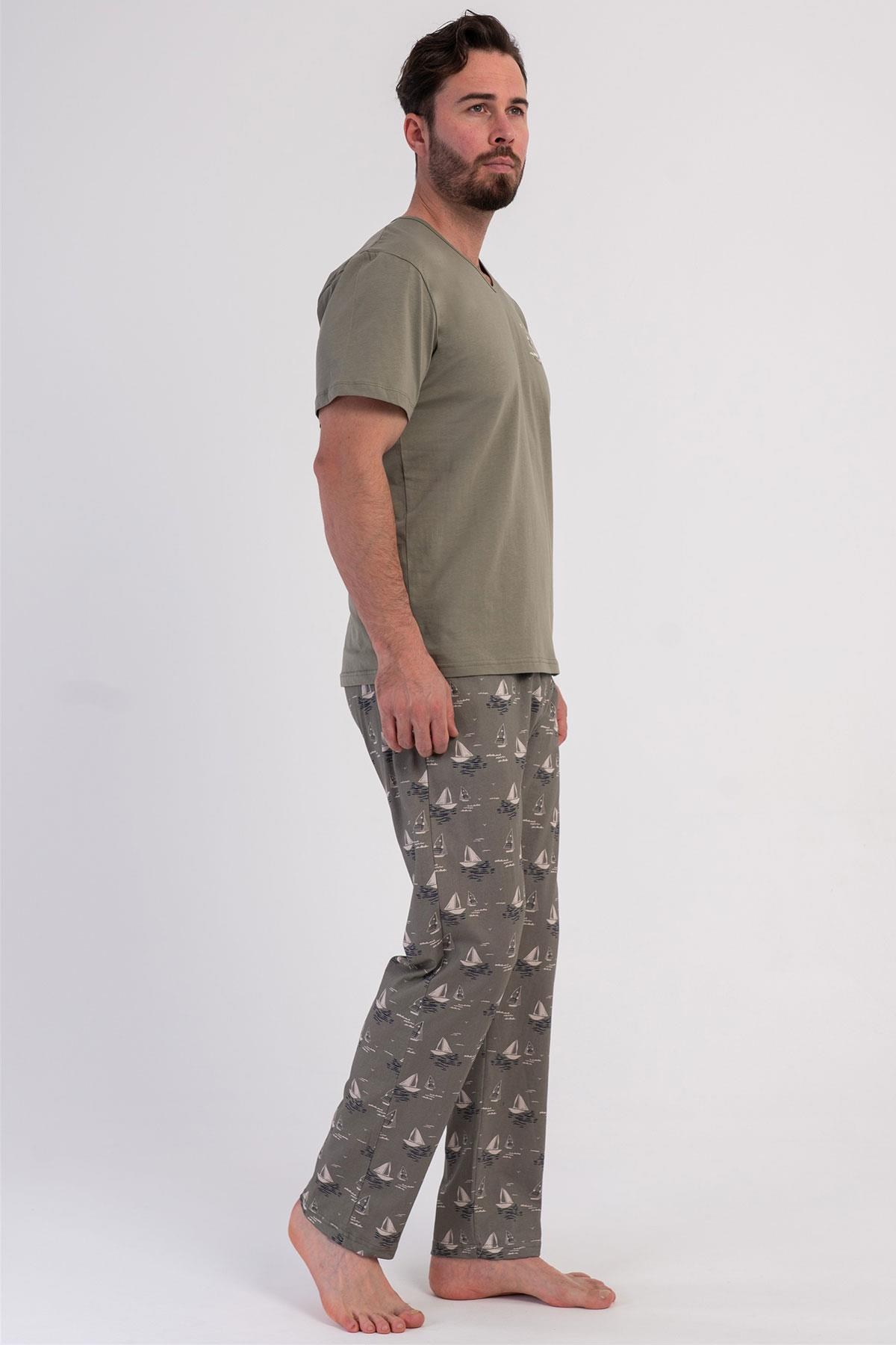 333083Erkek Büyük Beden Kısa Kollu V Yaka Haki Pijama Takımı C5T7N0106Pijama TakımıVienettaErkek Büyük Beden Kısa Kollu V Yaka Haki Pijama Takımı C5T7N0106