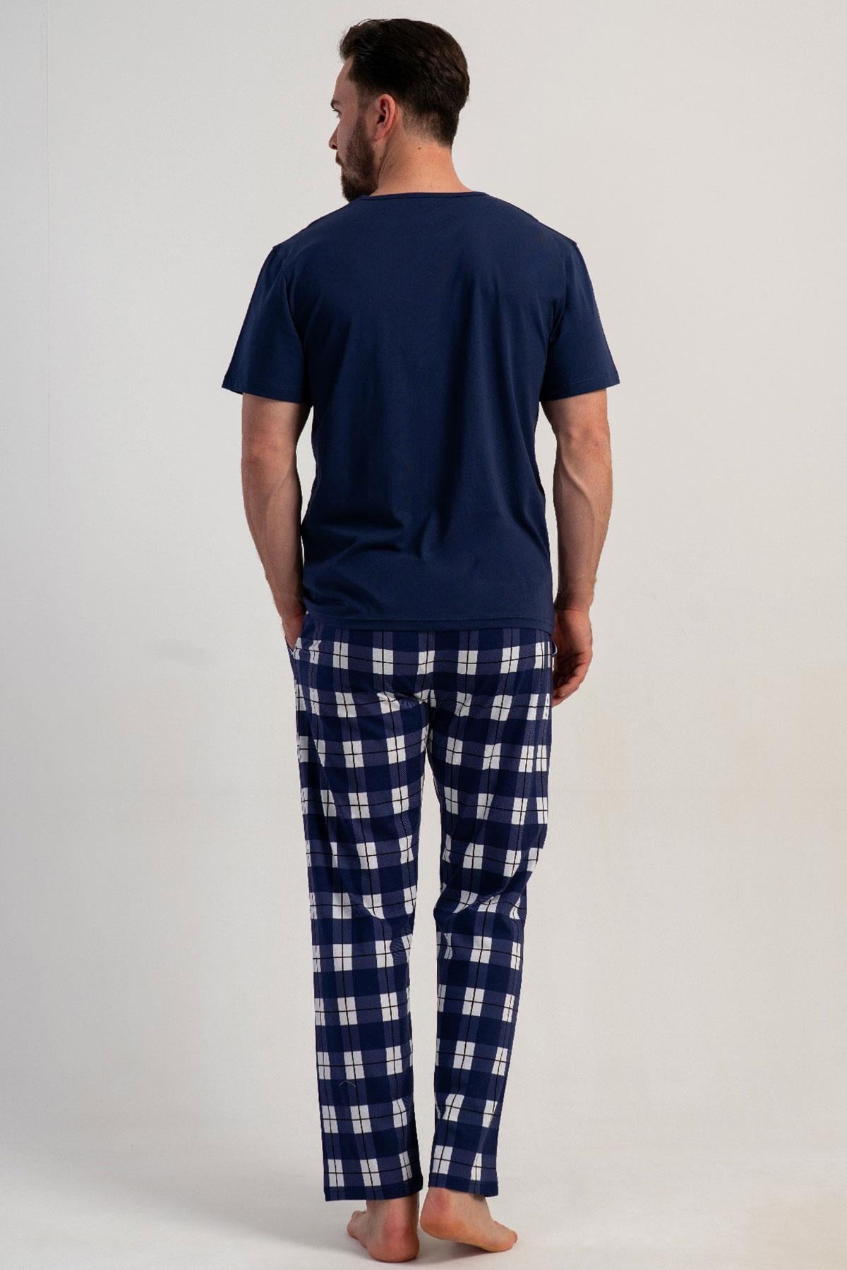 333071Erkek Büyük Beden Kısa Kollu Ekose Alt Lacivert Pijama Takımı C1T1N1215Pijama TakımıVienettaErkek Büyük Beden Kısa Kollu Ekose Alt Lacivert Pijama Takımı C1T1N1215