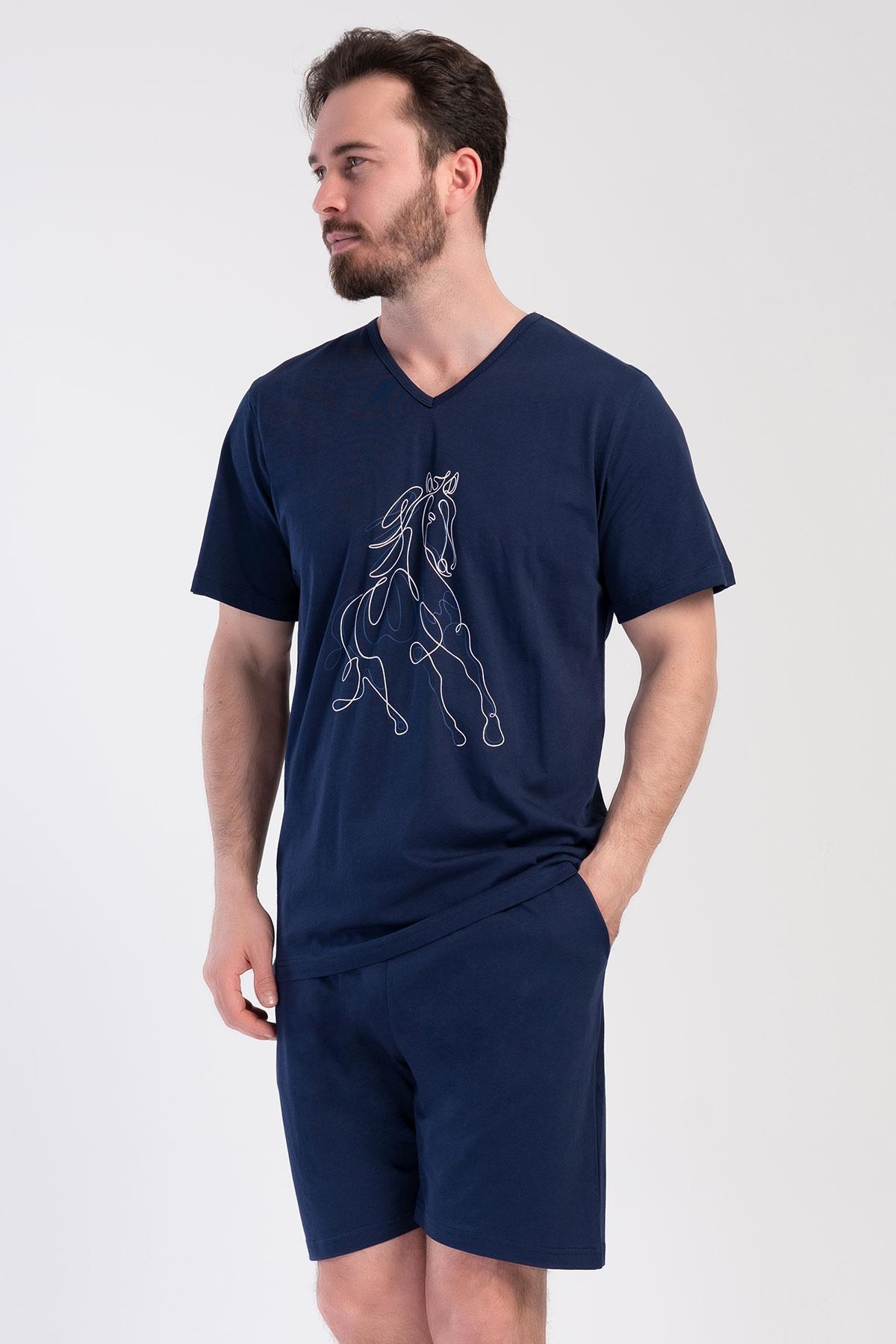 330862Erkek Büyük Beden V Yaka Kısa Kol Şortlu Lacivert Penye Pijama Takımı C8T3N0104Pijama TakımıVienettaErkek Büyük Beden V Yaka Kısa Kol Şortlu Lacivert Penye Pijama Takımı C8T3N0104