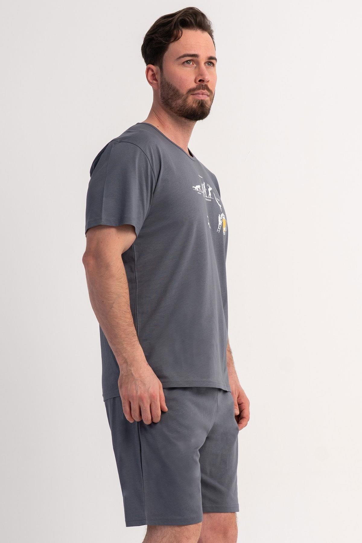 333085Erkek Büyük Beden Kısa Kollu Şortlu Füme Pijama Takımı C7T1N1106Pijama TakımıVienettaErkek Büyük Beden Kısa Kollu Şortlu Füme Pijama Takımı C7T1N1106