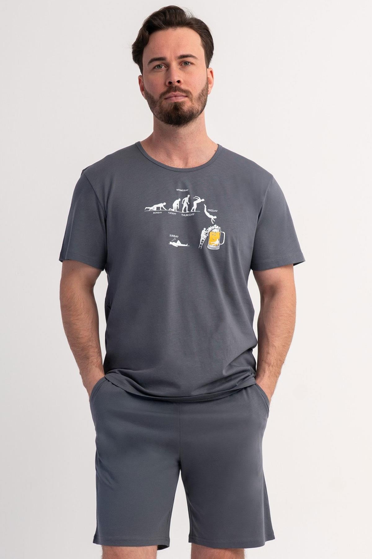 333085Erkek Büyük Beden Kısa Kollu Şortlu Füme Pijama Takımı C7T1N1106Pijama TakımıVienettaErkek Büyük Beden Kısa Kollu Şortlu Füme Pijama Takımı C7T1N1106