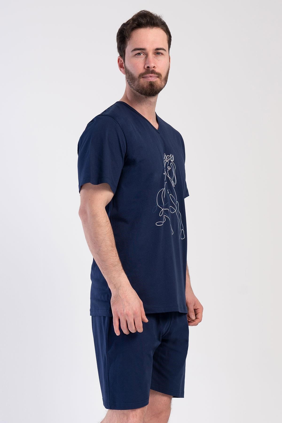 330862Erkek Büyük Beden V Yaka Kısa Kol Şortlu Lacivert Penye Pijama Takımı C8T3N0104Pijama TakımıVienettaErkek Büyük Beden V Yaka Kısa Kol Şortlu Lacivert Penye Pijama Takımı C8T3N0104
