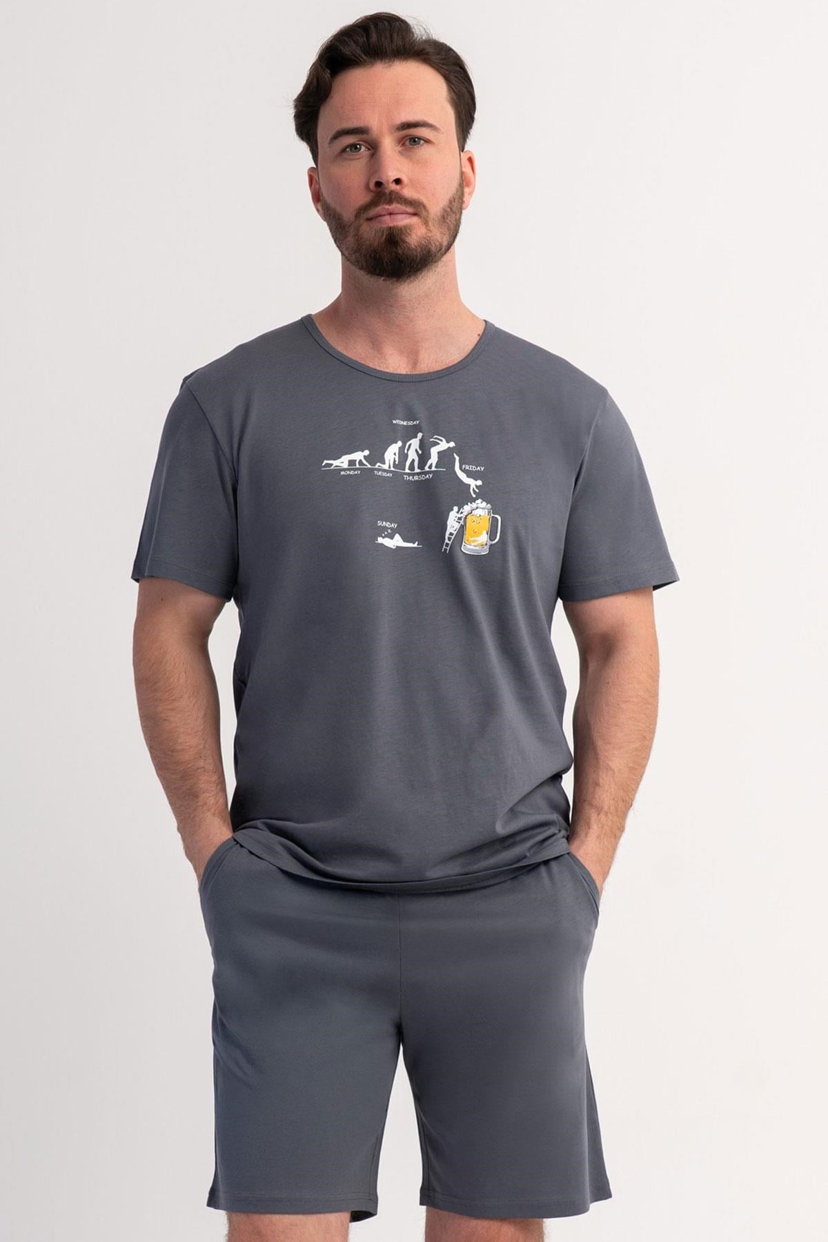 333085Erkek Büyük Beden Kısa Kollu Şortlu Füme Pijama Takımı C7T1N1106Pijama TakımıVienettaErkek Büyük Beden Kısa Kollu Şortlu Füme Pijama Takımı C7T1N1106