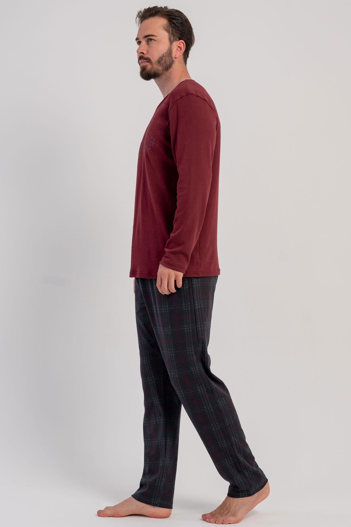 330243Erkek İnterlok Uzun Kollu Bisiklet Yaka Ekose Alt Bordo Pijama Takımı C1T1N1305Pijama TakımıVienettaErkek İnterlok Uzun Kollu Bisiklet Yaka Ekose Alt Bordo Pijama Takımı C1T1N1305