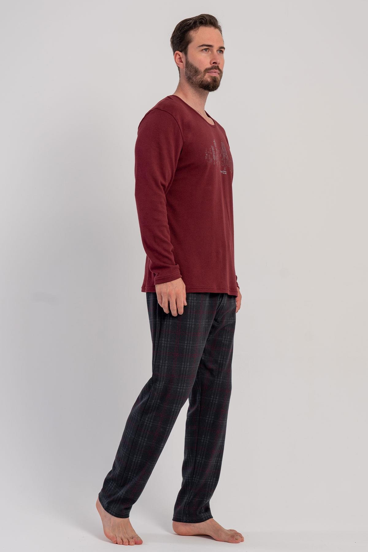 330243Erkek İnterlok Uzun Kollu Bisiklet Yaka Ekose Alt Bordo Pijama Takımı C1T1N1305Pijama TakımıVienettaErkek İnterlok Uzun Kollu Bisiklet Yaka Ekose Alt Bordo Pijama Takımı C1T1N1305