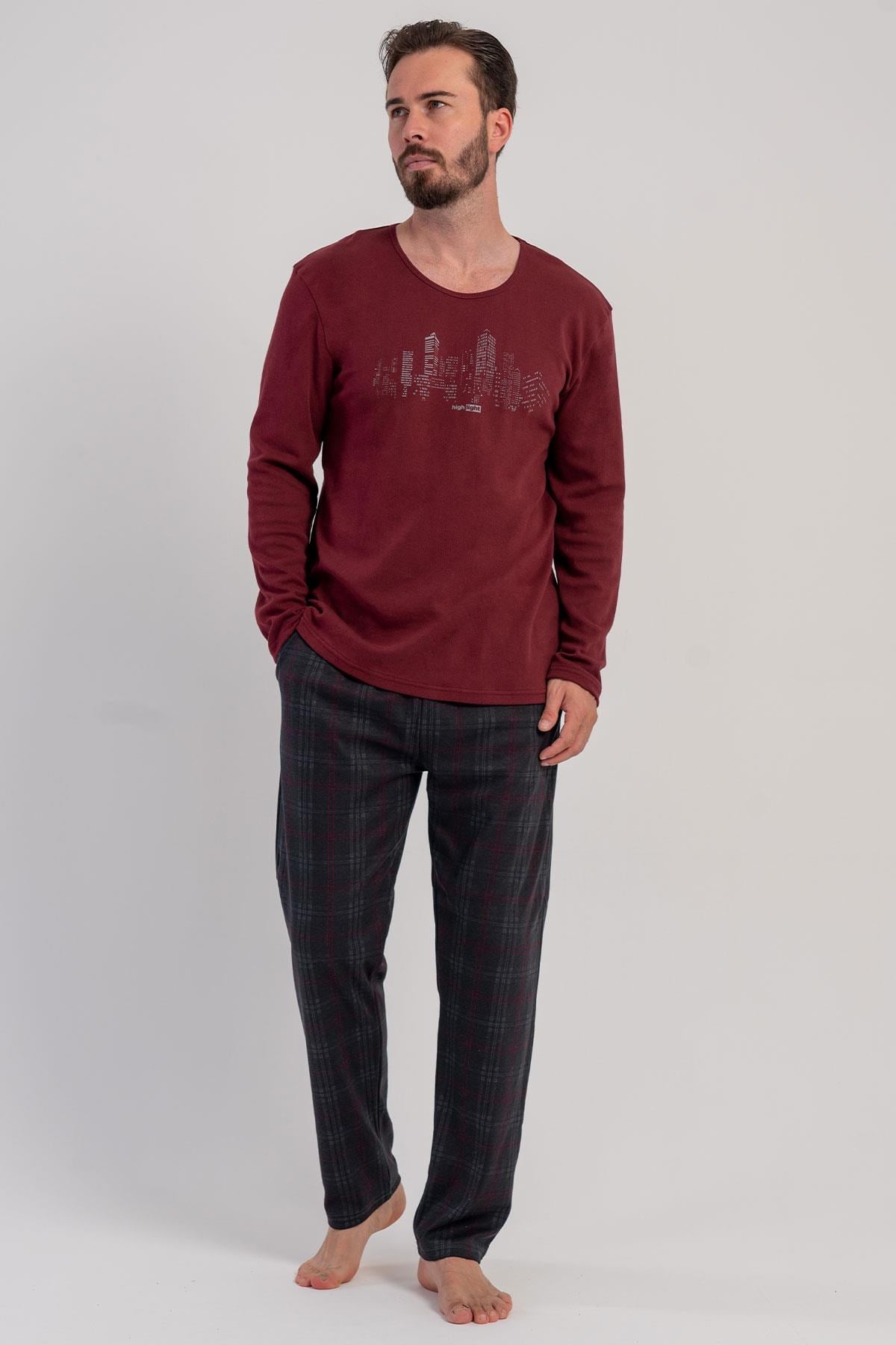 330243Erkek İnterlok Uzun Kollu Bisiklet Yaka Ekose Alt Bordo Pijama Takımı C1T1N1305Pijama TakımıVienettaErkek İnterlok Uzun Kollu Bisiklet Yaka Ekose Alt Bordo Pijama Takımı C1T1N1305