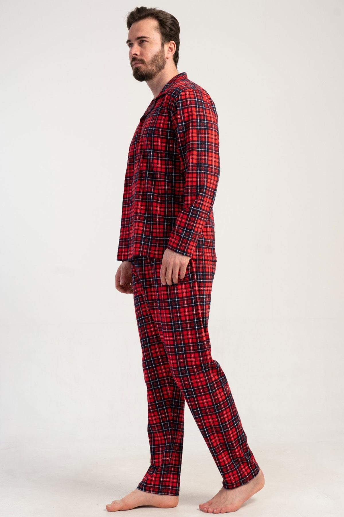 329463Erkek Kırmızı Renk Önden Düğmeli Gömlek Yaka Uzun Kollu Ekose Pijama Takımı C6T3N0105Pijama TakımıVienettaErkek Kırmızı Renk Önden Düğmeli Gömlek Yaka Uzun Kollu Ekose Pijama Takımı C6T3N0105