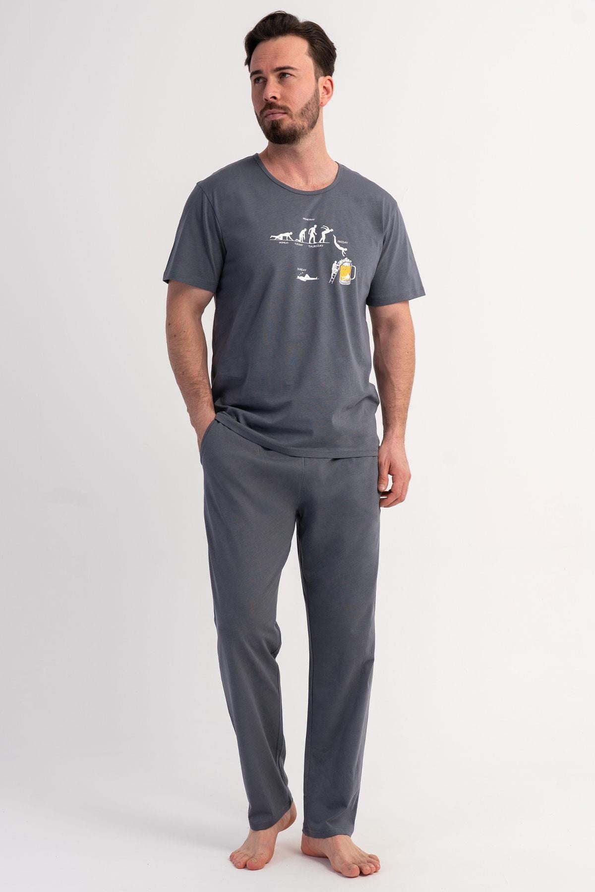 333087Erkek Kısa Kol Füme Pijama Takımı C9T1N1106Pijama TakımıVienettaErkek Kısa Kol Füme Pijama Takımı C9T1N1106