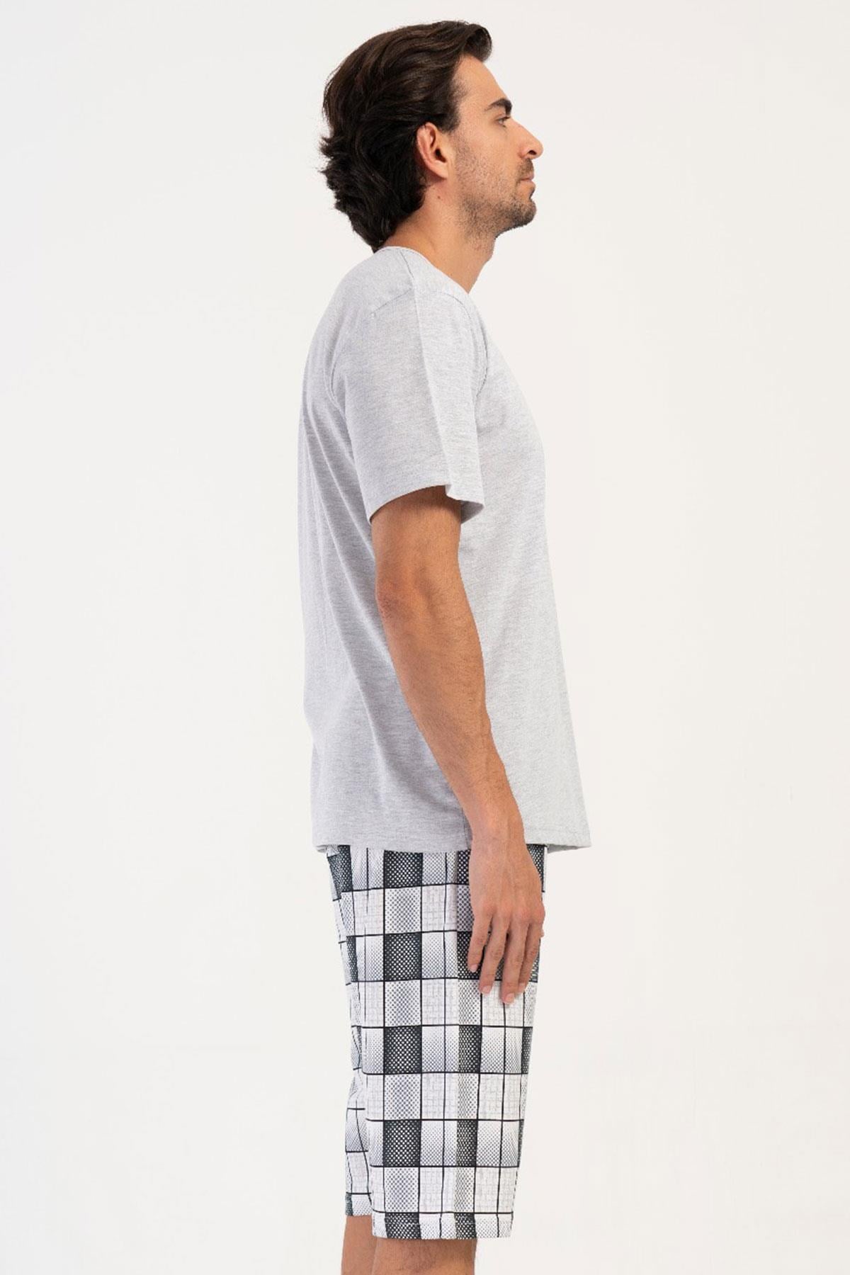 330901Erkek Kısa Kol Kapri Gri Melanj Rahat Kalıp Pijama Takımı C6T1N1804Pijama TakımıVienettaErkek Kısa Kol Kapri Gri Melanj Rahat Kalıp Pijama Takımı C6T1N1804