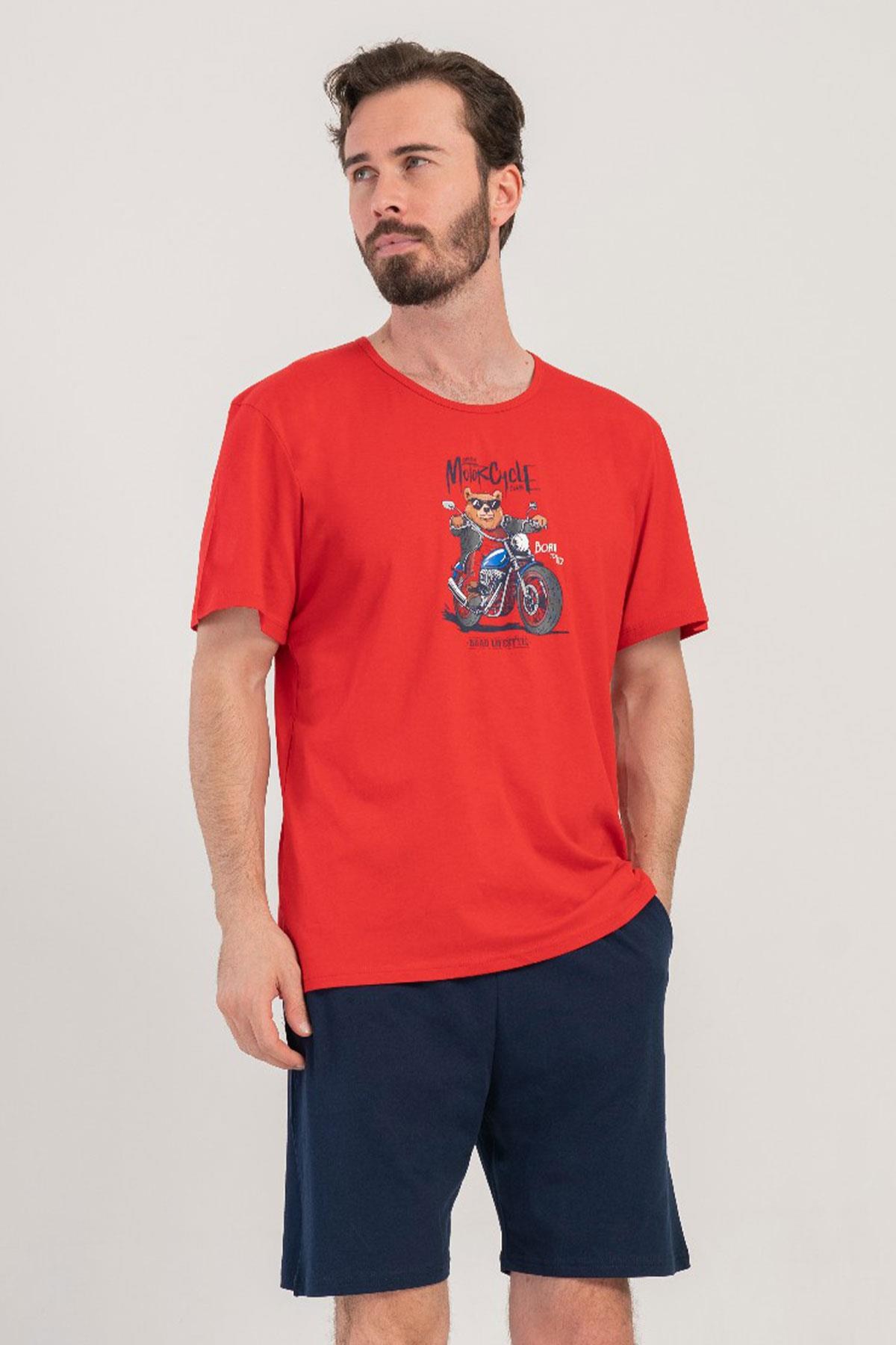 330892Erkek Kısa Kol Kırmızı %100 Pamuk Şortlu Pijama Takımı C9T3N4804Pijama TakımıVienettaErkek Kısa Kol Kırmızı %100 Pamuk Şortlu Pijama Takımı C9T3N4804