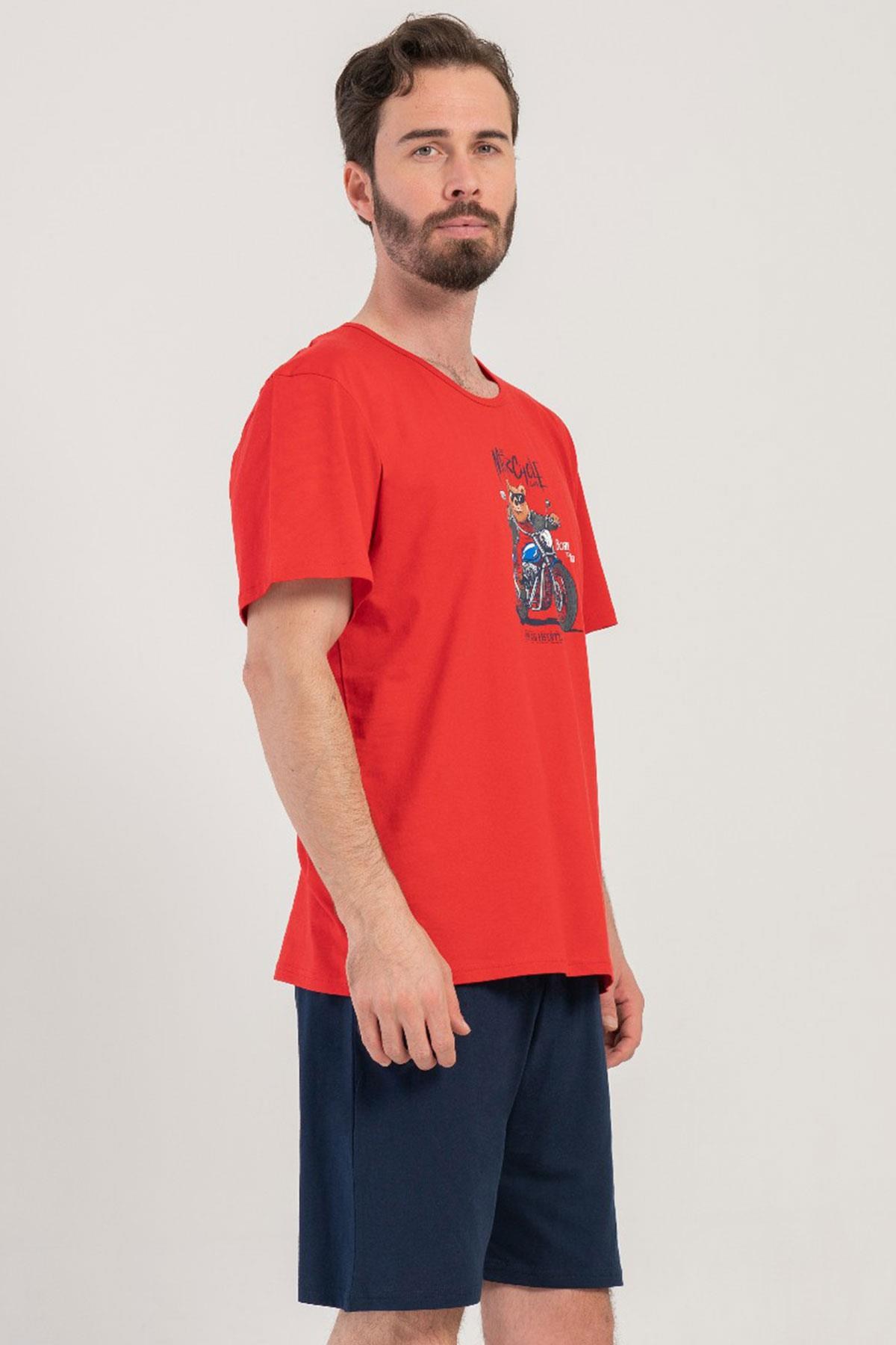 330892Erkek Kısa Kol Kırmızı %100 Pamuk Şortlu Pijama Takımı C9T3N4804Pijama TakımıVienettaErkek Kısa Kol Kırmızı %100 Pamuk Şortlu Pijama Takımı C9T3N4804
