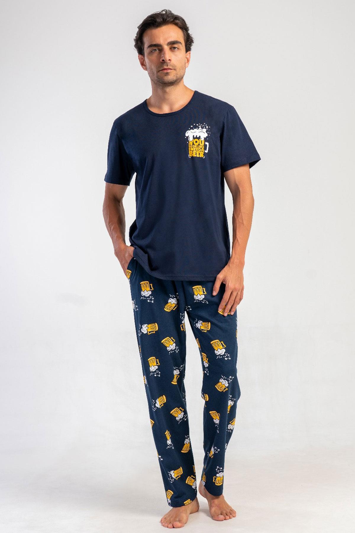 330878Erkek Kısa Kol Lacivert %100 Pamuk Desenli Pijama Takımı C7T2N0105Pijama TakımıVienettaErkek Kısa Kol Lacivert %100 Pamuk Desenli Pijama Takımı C7T2N0105