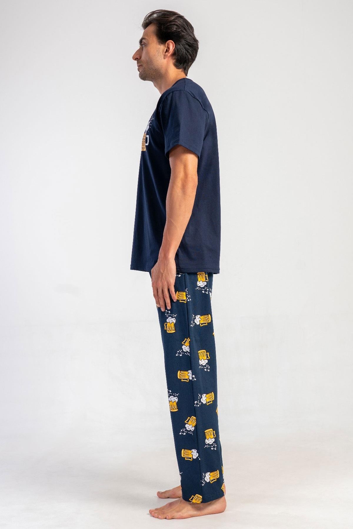 330878Erkek Kısa Kol Lacivert %100 Pamuk Desenli Pijama Takımı C7T2N0105Pijama TakımıVienettaErkek Kısa Kol Lacivert %100 Pamuk Desenli Pijama Takımı C7T2N0105