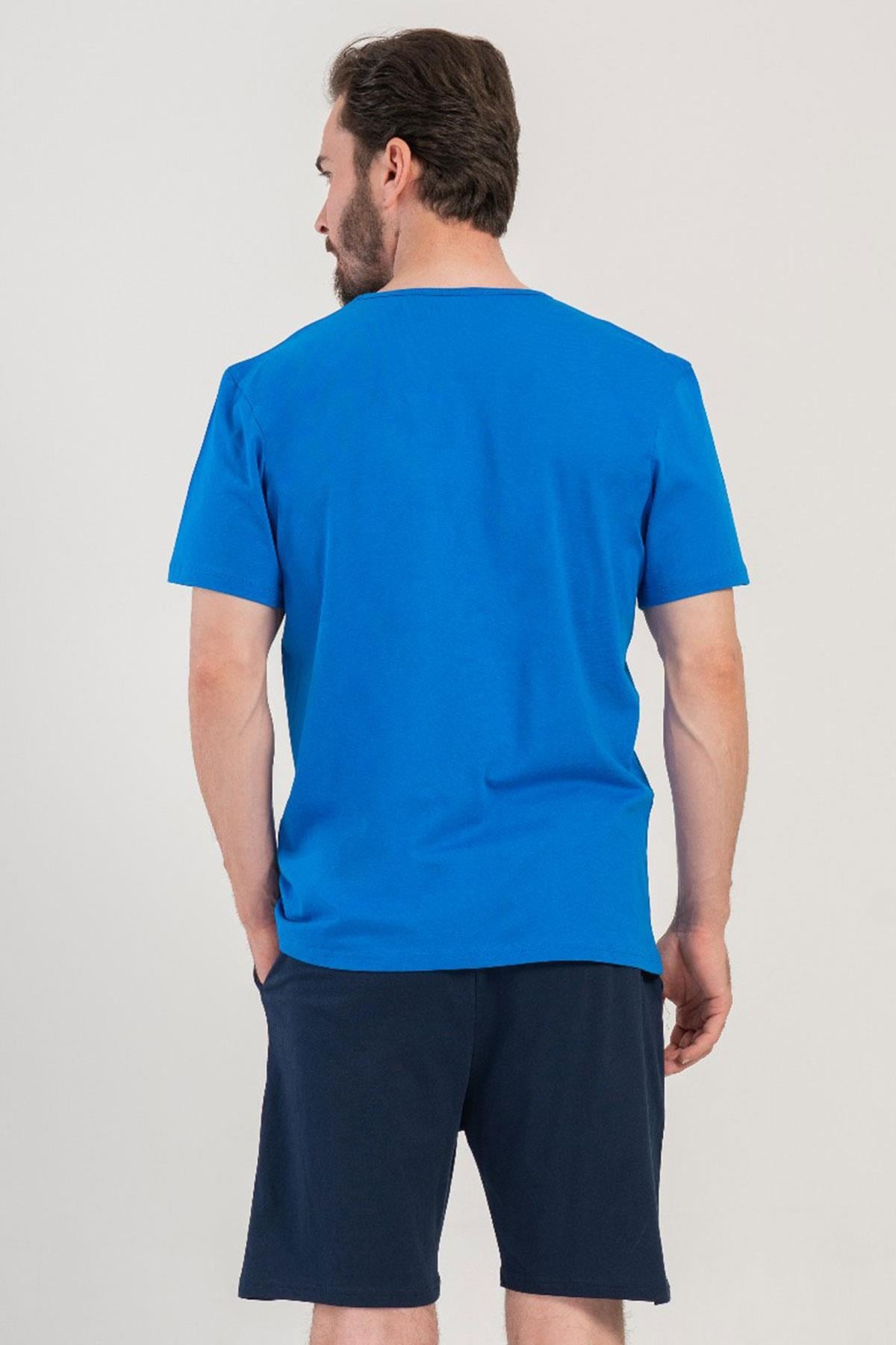 330893Erkek Kısa Kol Mavi %100 Pamuk Şortlu Pijama Takımı C9T3N4804Pijama TakımıVienettaErkek Kısa Kol Mavi %100 Pamuk Şortlu Pijama Takımı C9T3N4804