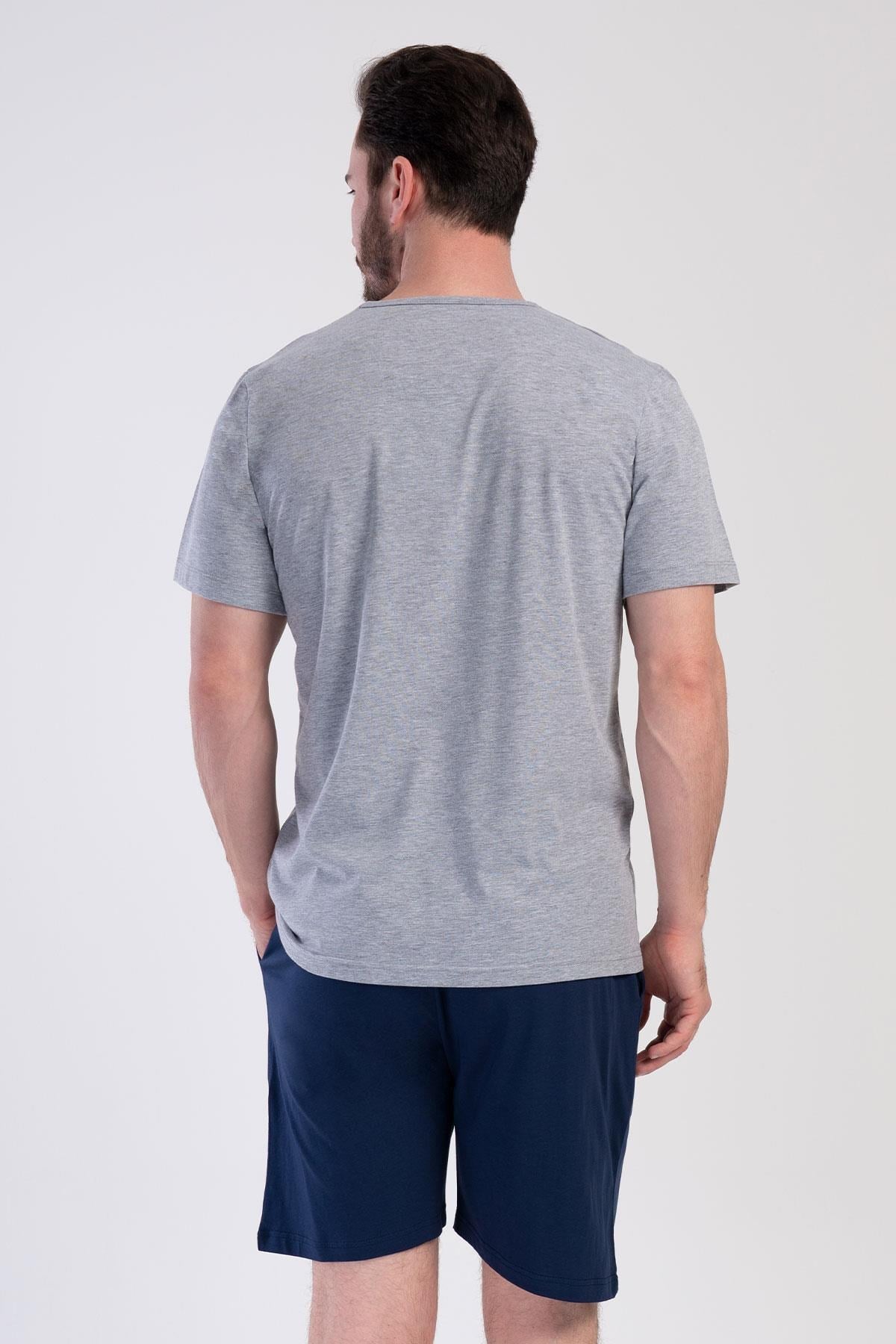 330884Erkek Kısa Kol Şortlu Gri Melanj Baskılı %100 Pamuk Pijama Takımı C9T3N0104Pijama TakımıVienettaErkek Kısa Kol Şortlu Gri Melanj Baskılı %100 Pamuk Pijama Takımı C9T3N0104