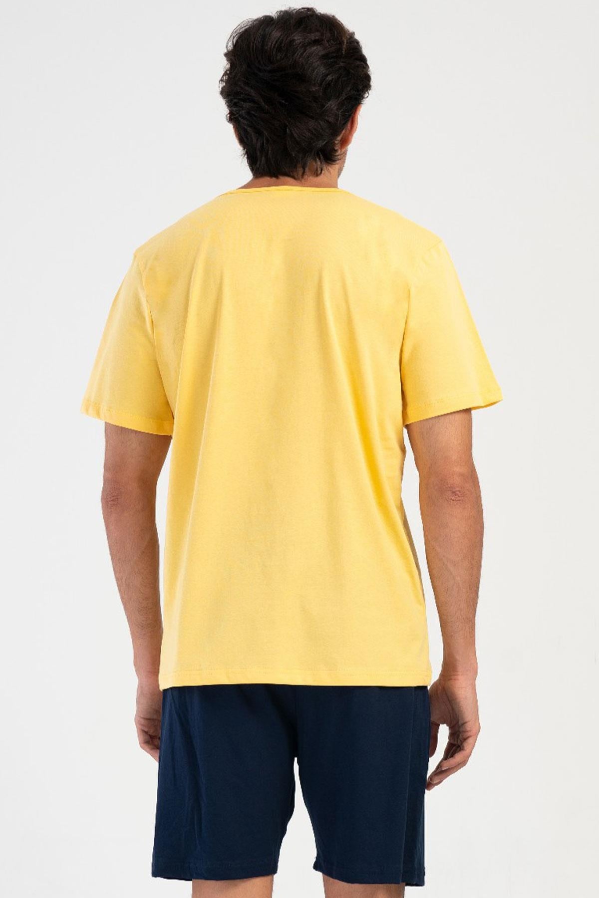 330872Erkek Kısa Kol Şortlu Sarı %100 Pamuk Baskılı Pijama Takımı C8T3N4804Pijama TakımıVienettaErkek Kısa Kol Şortlu Sarı %100 Pamuk Baskılı Pijama Takımı C8T3N4804