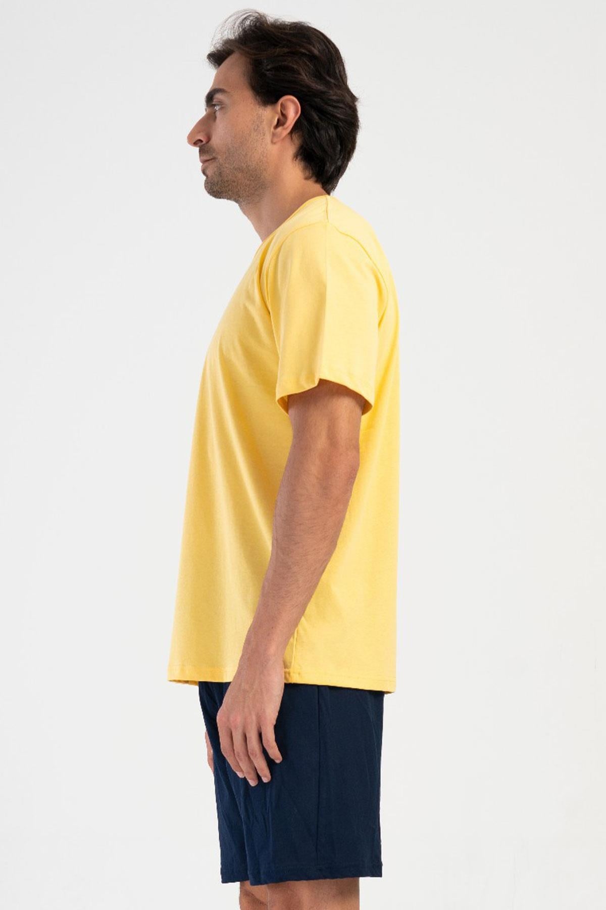 330872Erkek Kısa Kol Şortlu Sarı %100 Pamuk Baskılı Pijama Takımı C8T3N4804Pijama TakımıVienettaErkek Kısa Kol Şortlu Sarı %100 Pamuk Baskılı Pijama Takımı C8T3N4804