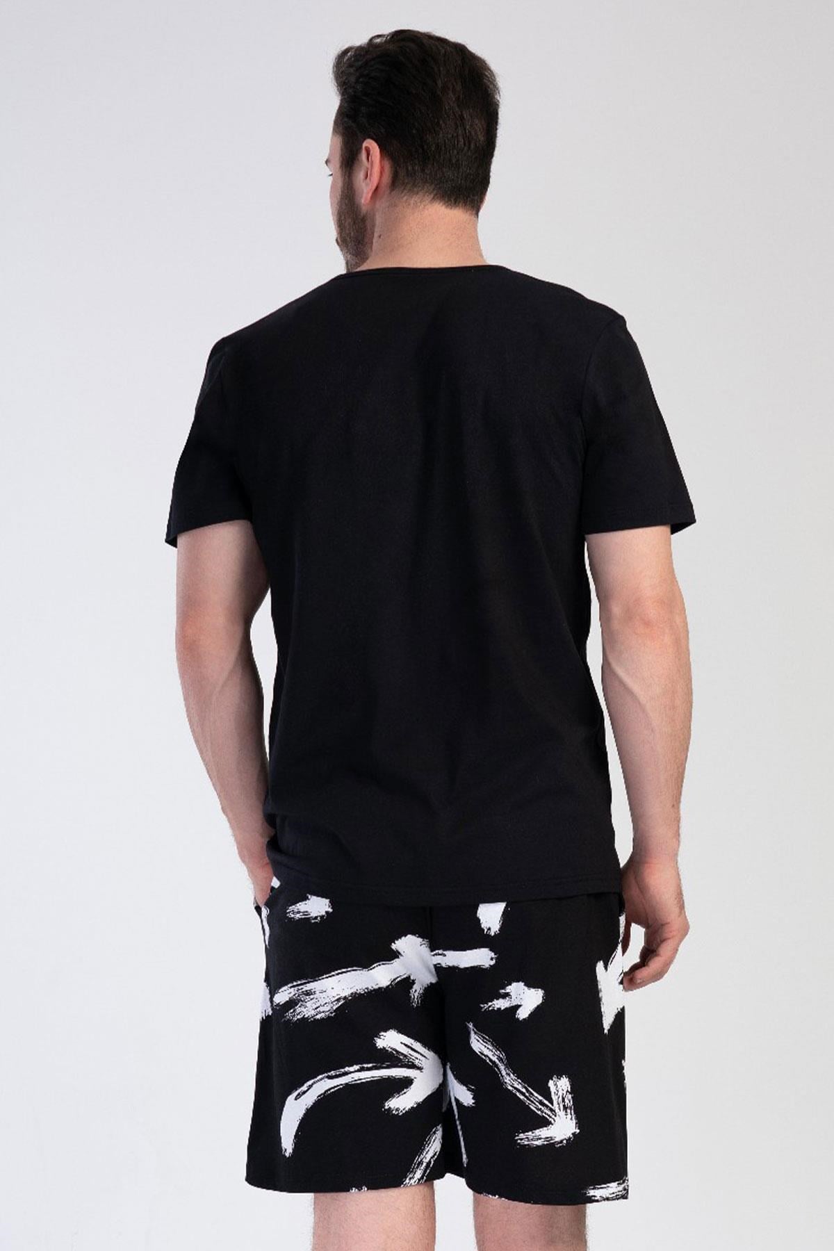330864Erkek Kısa Kol Şortlu Siyah Penye Pijama Takımı C8T5N0104Pijama TakımıVienettaErkek Kısa Kol Şortlu Siyah Penye Pijama Takımı C8T5N0104
