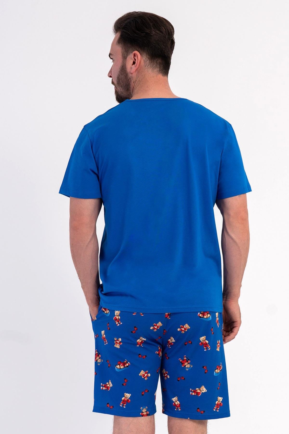 333074Erkek Kısa Kollu Şortlu Mavi Pijama Takımı C9T7N0106Pijama TakımıVienettaErkek Kısa Kollu Şortlu Mavi Pijama Takımı C9T7N0106