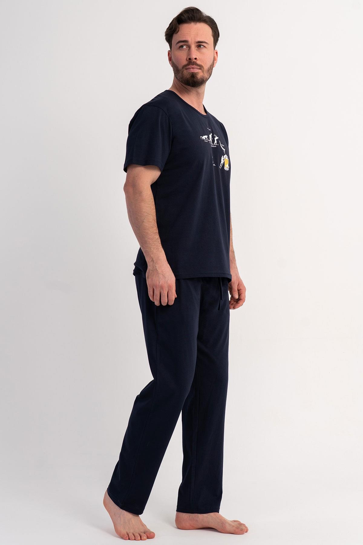 333080Erkek Kısa Kollu Lacivert Pijama Takımı C1T2N1106Pijama TakımıVienettaErkek Kısa Kollu Lacivert Pijama Takımı C1T2N1106