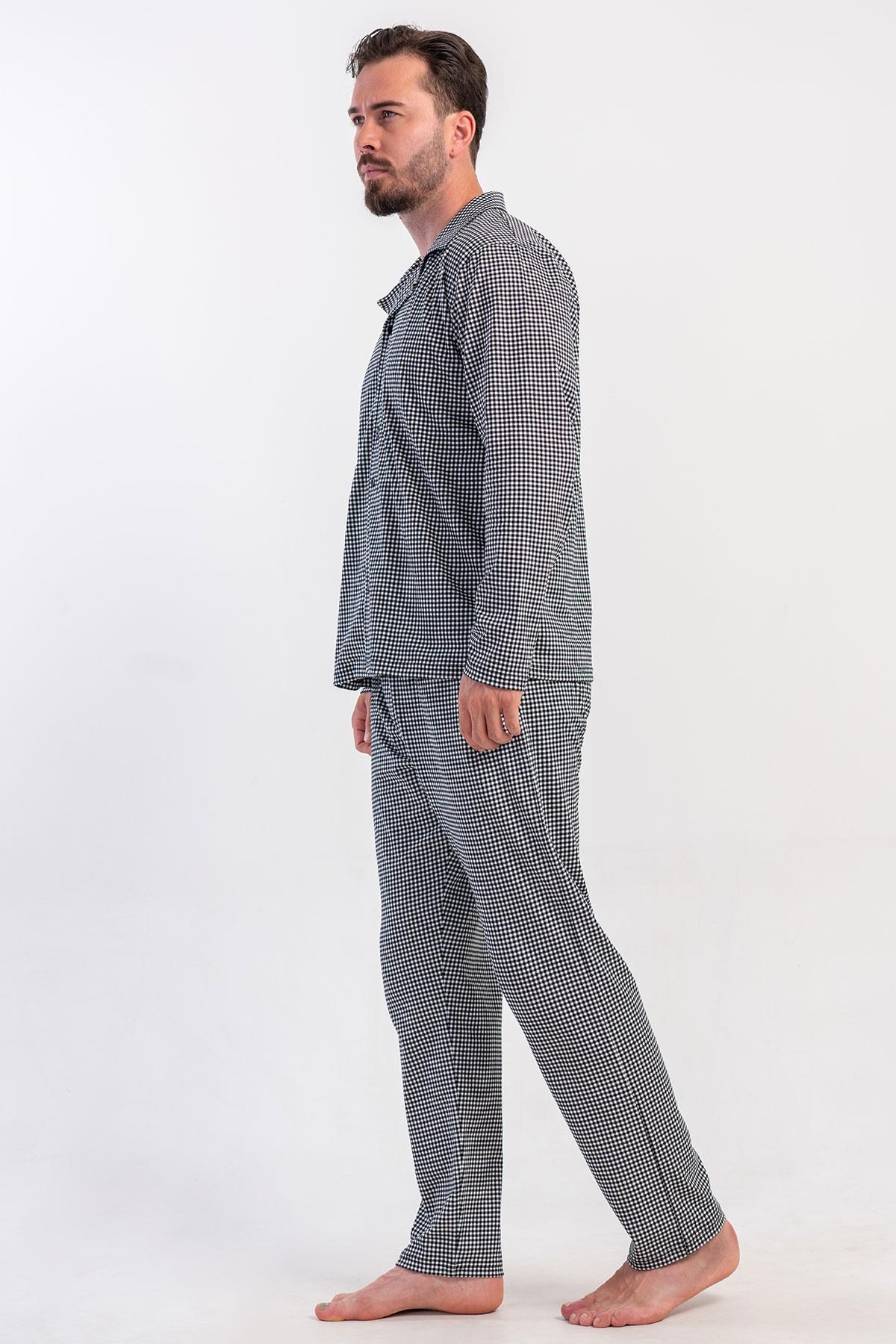 330879Erkek Önden Düğmeli Uzun Kol Siyah %100 Pamuk Pijama Takımı C1T6N0405Pijama TakımıVienettaErkek Önden Düğmeli Uzun Kol Siyah %100 Pamuk Pijama Takımı C1T6N0405
