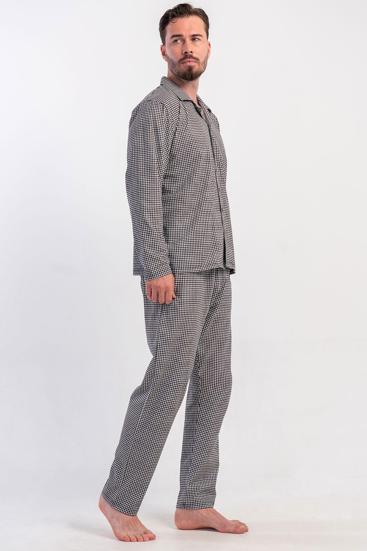 330879Erkek Önden Düğmeli Uzun Kol Siyah %100 Pamuk Pijama Takımı C1T6N0405Pijama TakımıVienettaErkek Önden Düğmeli Uzun Kol Siyah %100 Pamuk Pijama Takımı C1T6N0405