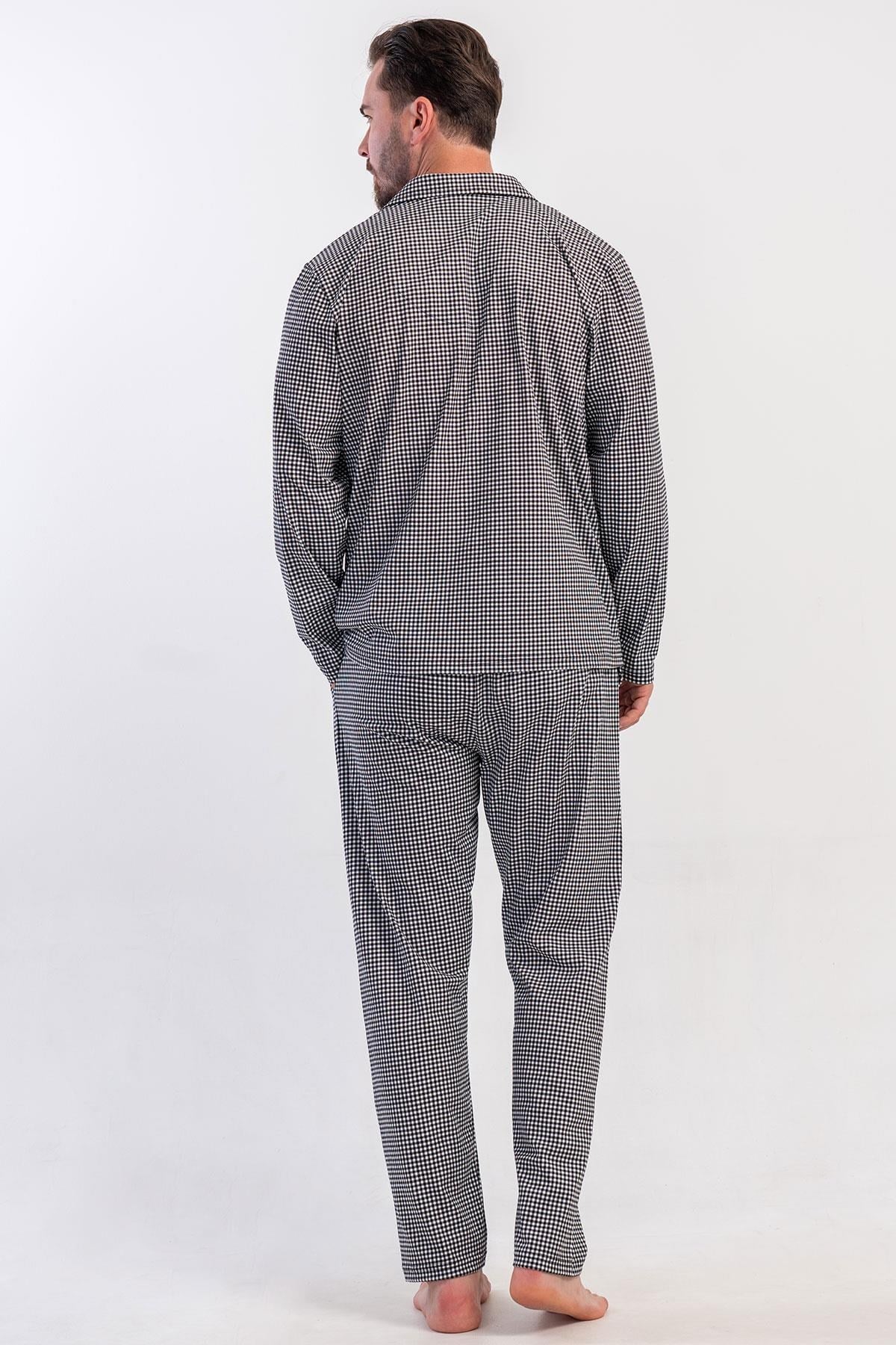 330879Erkek Önden Düğmeli Uzun Kol Siyah %100 Pamuk Pijama Takımı C1T6N0405Pijama TakımıVienettaErkek Önden Düğmeli Uzun Kol Siyah %100 Pamuk Pijama Takımı C1T6N0405