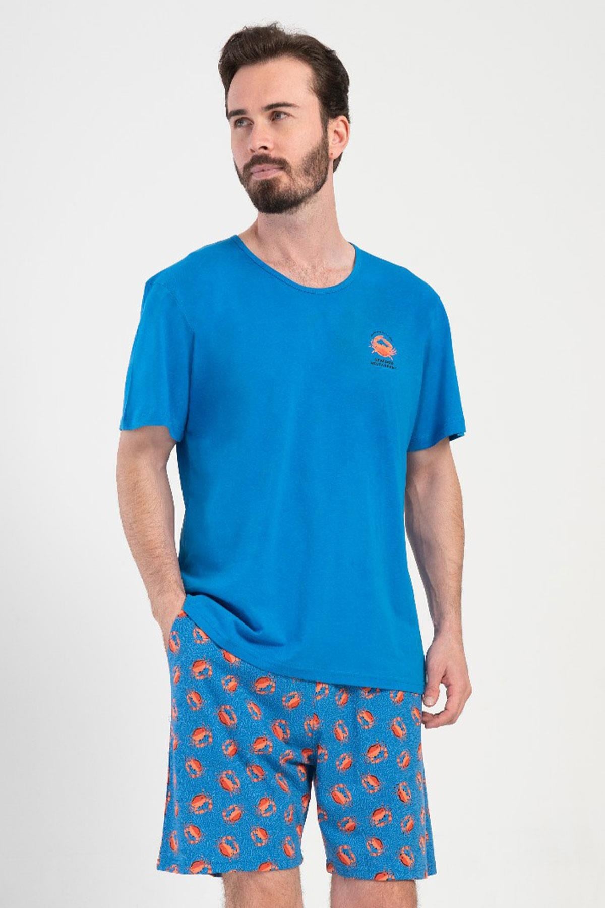 330874Erkek Sax Şortlu Pijama Takımı Kısa Kol %100 Pamuk Desenli Pijama Takımı C8T8N0904Pijama TakımıVienettaErkek Sax Şortlu Pijama Takımı Kısa Kol %100 Pamuk Desenli Pijama Takımı C8T8N0904