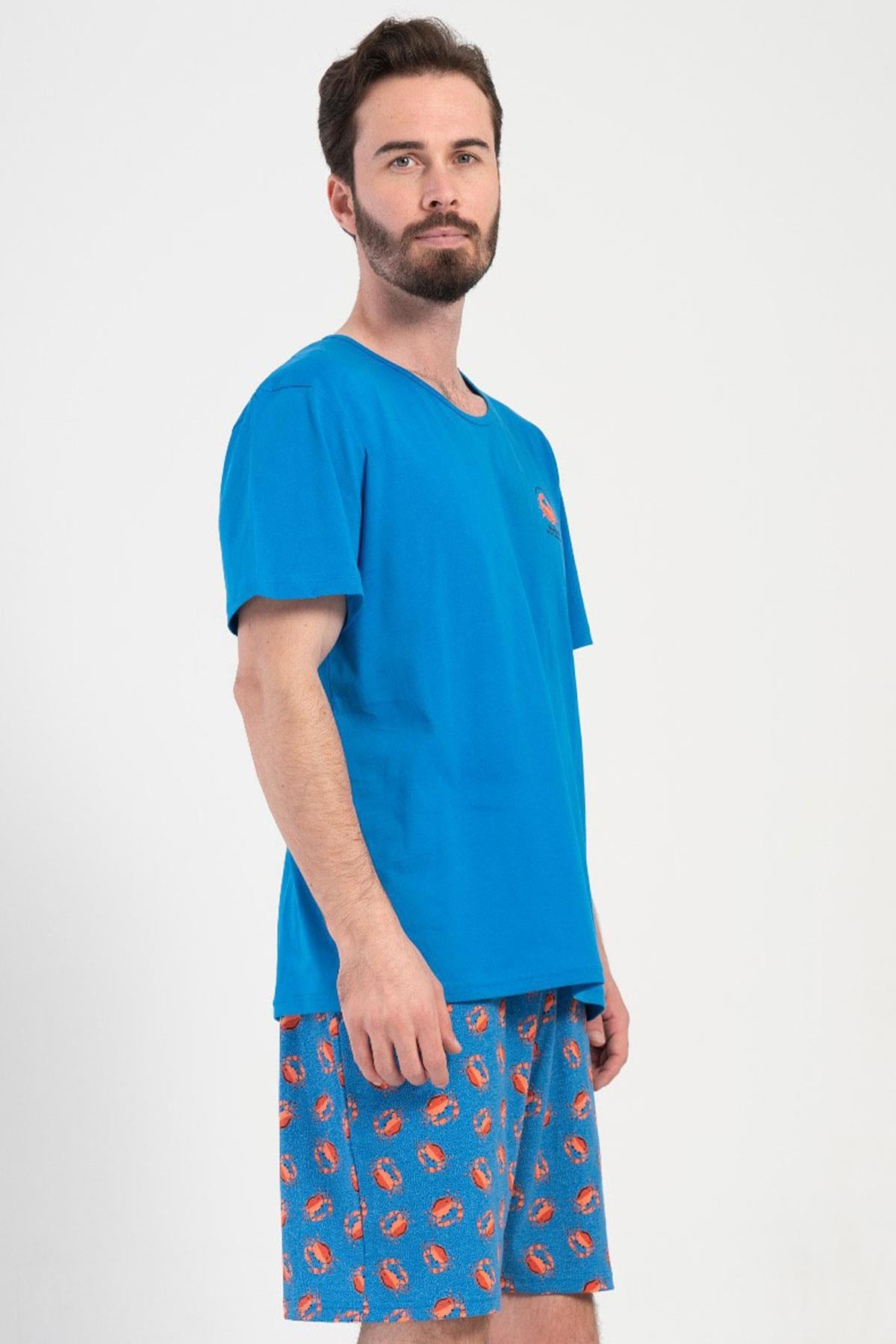 330874Erkek Sax Şortlu Pijama Takımı Kısa Kol %100 Pamuk Desenli Pijama Takımı C8T8N0904Pijama TakımıVienettaErkek Sax Şortlu Pijama Takımı Kısa Kol %100 Pamuk Desenli Pijama Takımı C8T8N0904