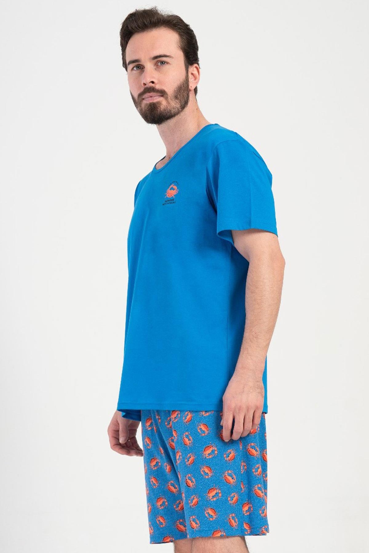 330874Erkek Sax Şortlu Pijama Takımı Kısa Kol %100 Pamuk Desenli Pijama Takımı C8T8N0904Pijama TakımıVienettaErkek Sax Şortlu Pijama Takımı Kısa Kol %100 Pamuk Desenli Pijama Takımı C8T8N0904