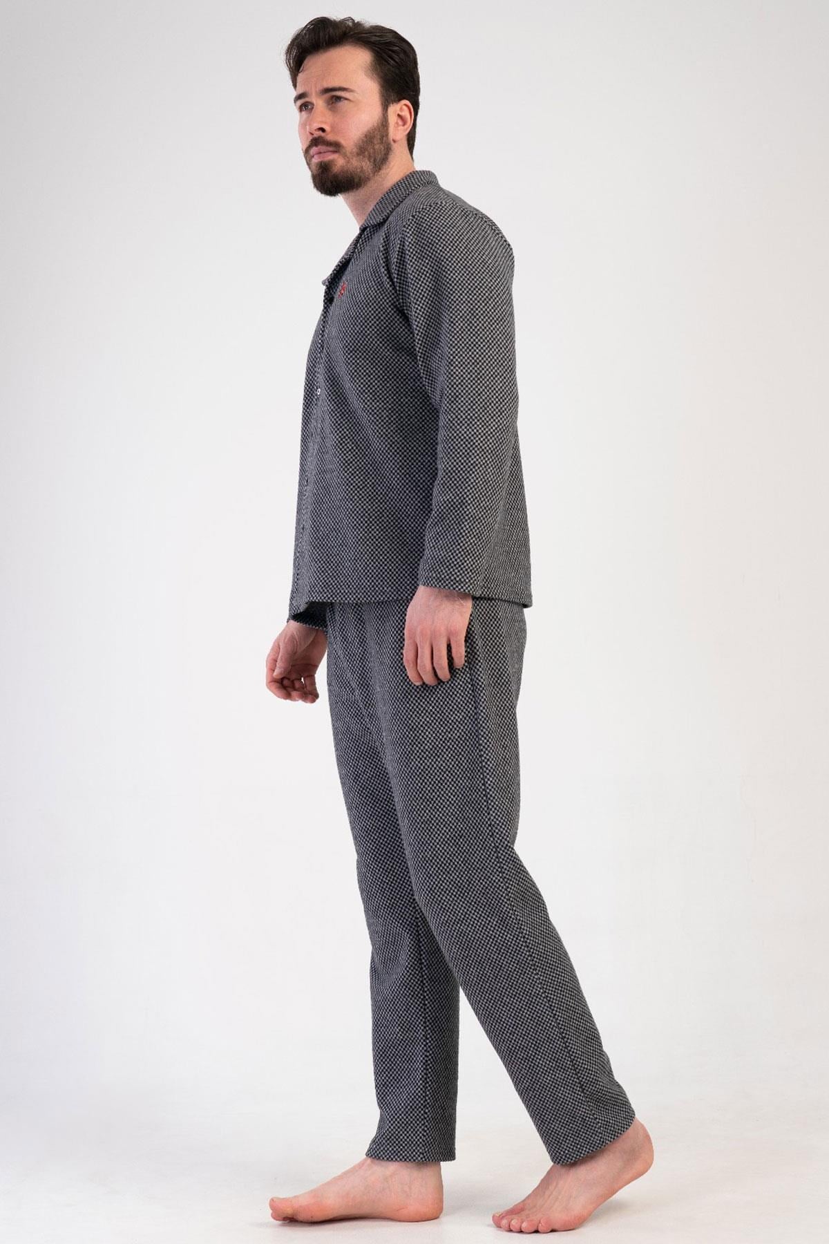 329460Erkek Siyah Renk Önden Düğmeli Uzun Kollu Gömlek Yaka Jakarlı Pijama Takımı C8T0N0105Pijama TakımıVienettaErkek Siyah Renk Önden Düğmeli Uzun Kollu Gömlek Yaka Jakarlı Pijama Takımı C8T0N0105