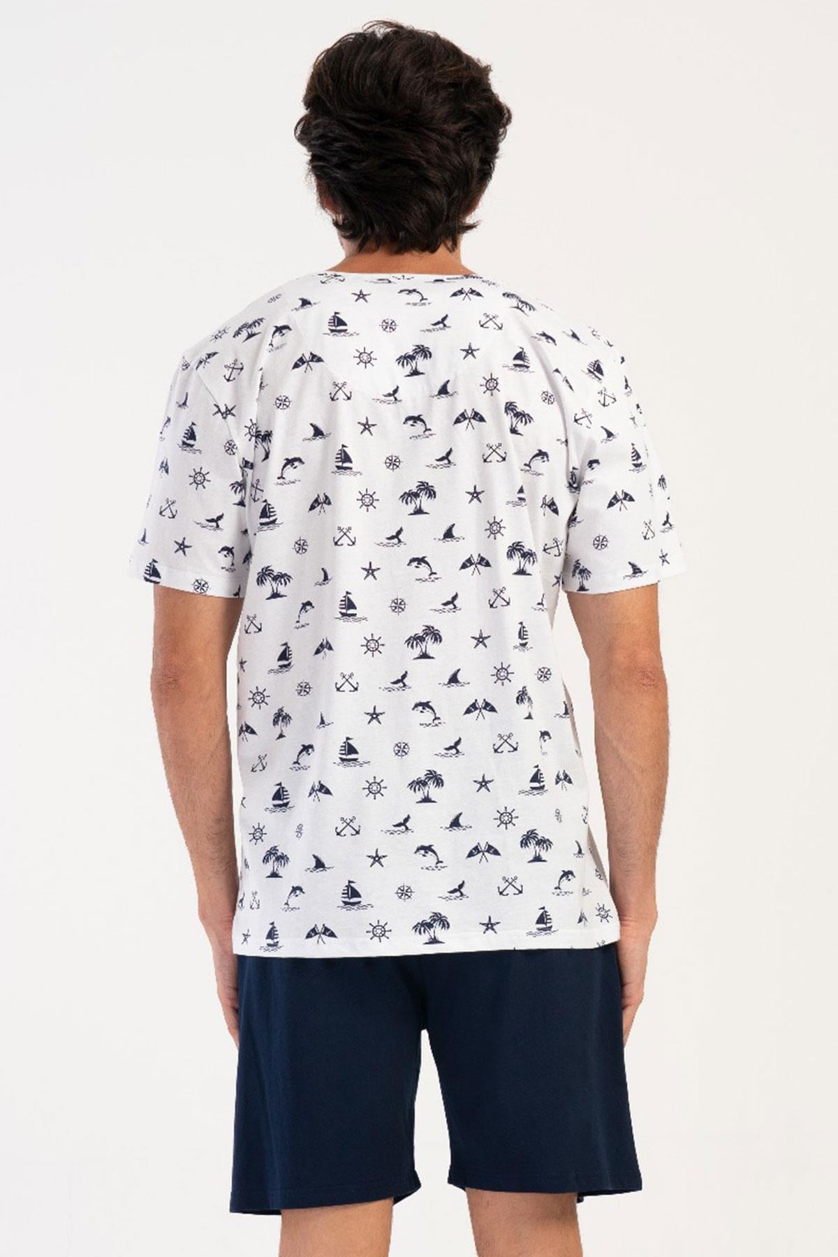 330871Erkek V Yaka Kısa Kol Şortlu Desenli %100 Pamuk Pijama Takımı C9T6N1804Pijama TakımıVienettaErkek V Yaka Kısa Kol Şortlu Desenli %100 Pamuk Pijama Takımı C9T6N1804