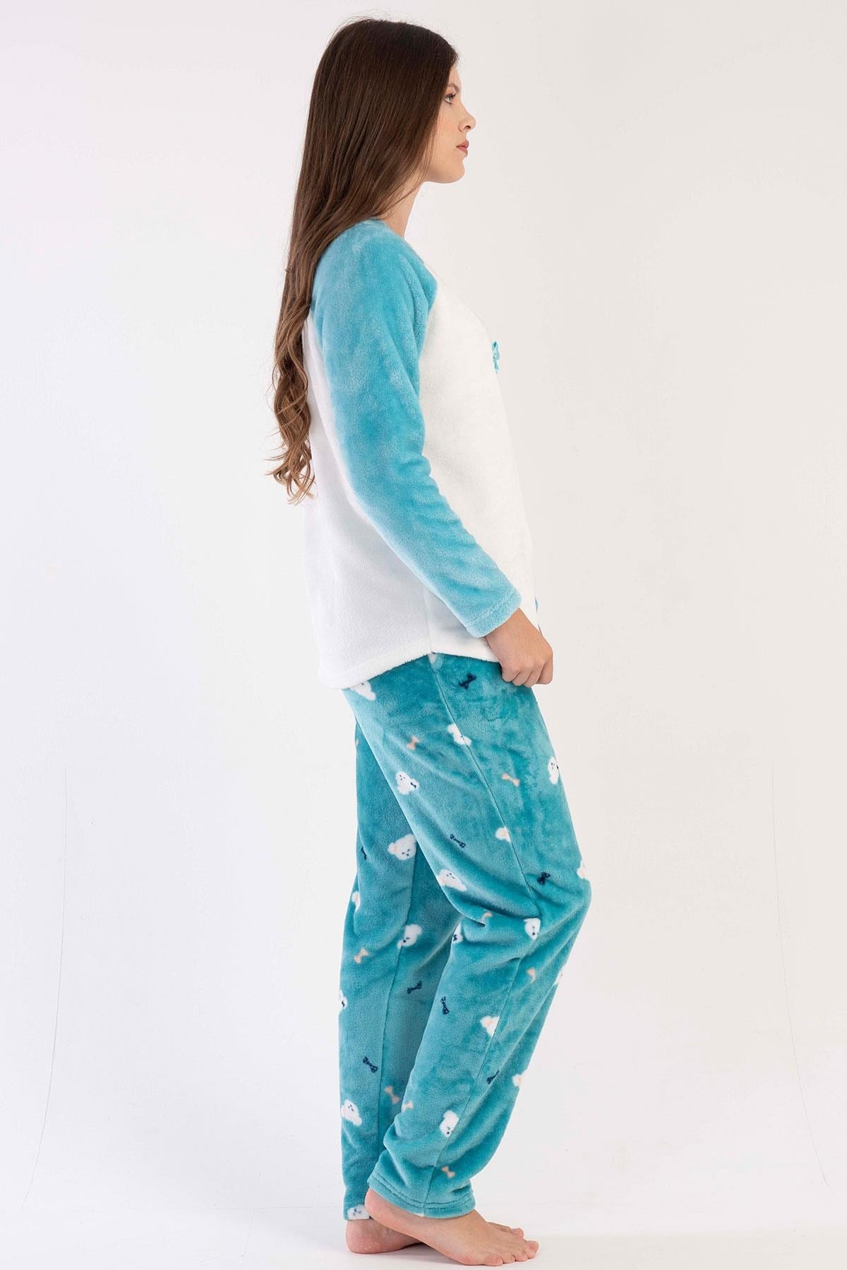 329094Kadın Mint Renk Welsoft Uzun Kollu Bisiklet Yaka Düz Paça Pijama Takımı C0T9N0303PijamaVienettaKadın Mint Renk Welsoft Uzun Kollu Bisiklet Yaka Düz Paça Pijama Takımı C0T9N0303