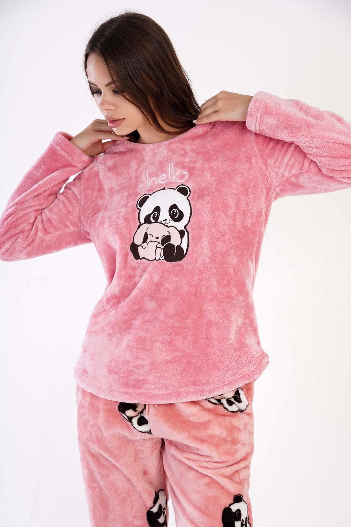 329090Kadın Pembe Renk Welsoft Uzun Kollu Bisiklet Yaka Düz Paça Pijama Takımı C3T3N0403PijamaVienettaKadın Pembe Renk Welsoft Uzun Kollu Bisiklet Yaka Düz Paça Pijama Takımı C3T3N0403