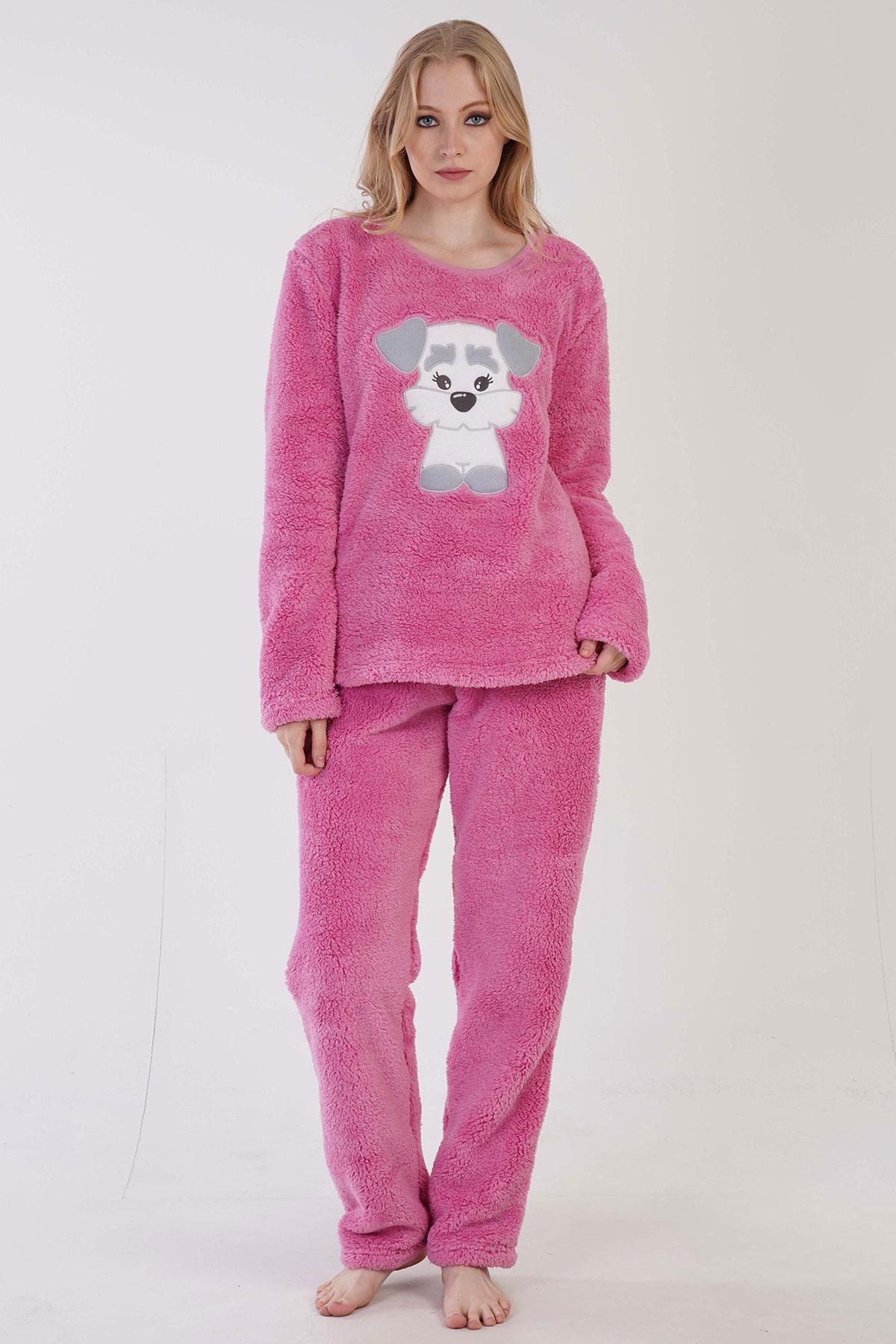 329078Kadın Pembe Renk Welsoft Kumaş Bisiklet Yaka Uzun Kollu Pijama Takımı C0T5N0603PijamaVienettaKadın Pembe Renk Welsoft Kumaş Bisiklet Yaka Uzun Kollu Pijama Takımı C0T5N0603